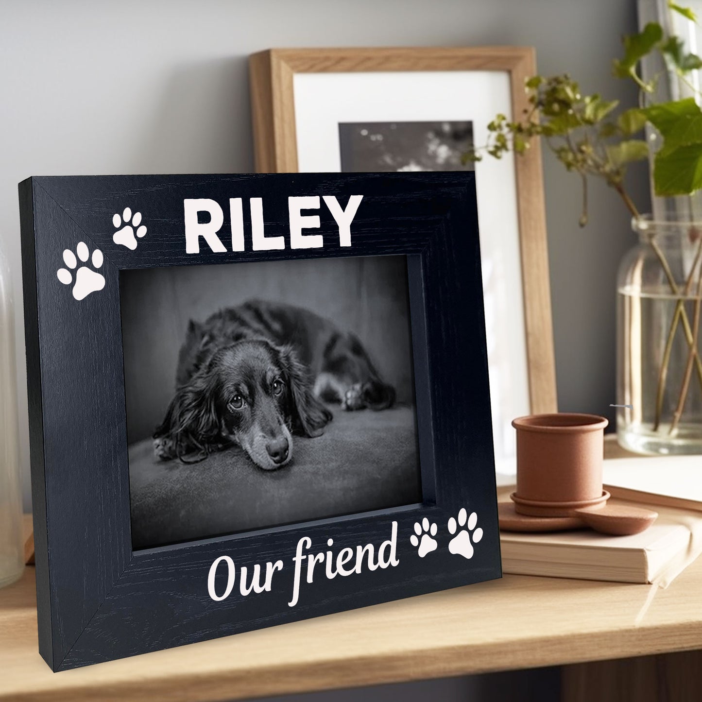 Personalised Dog Cat Gift Wooden Photo Frame Dog Lover Gift