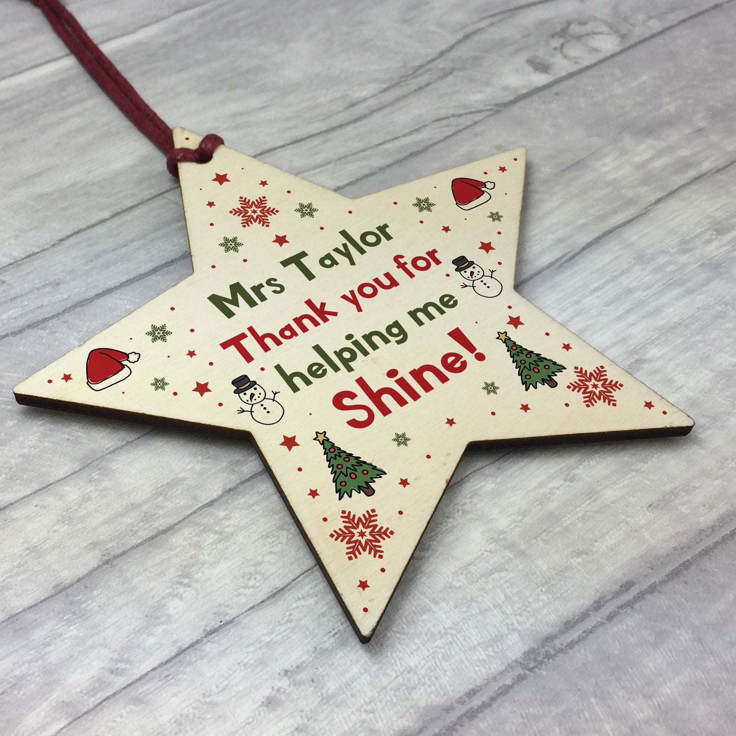 Christmas Gift For Teacher Teaching Assistant Personalised Star