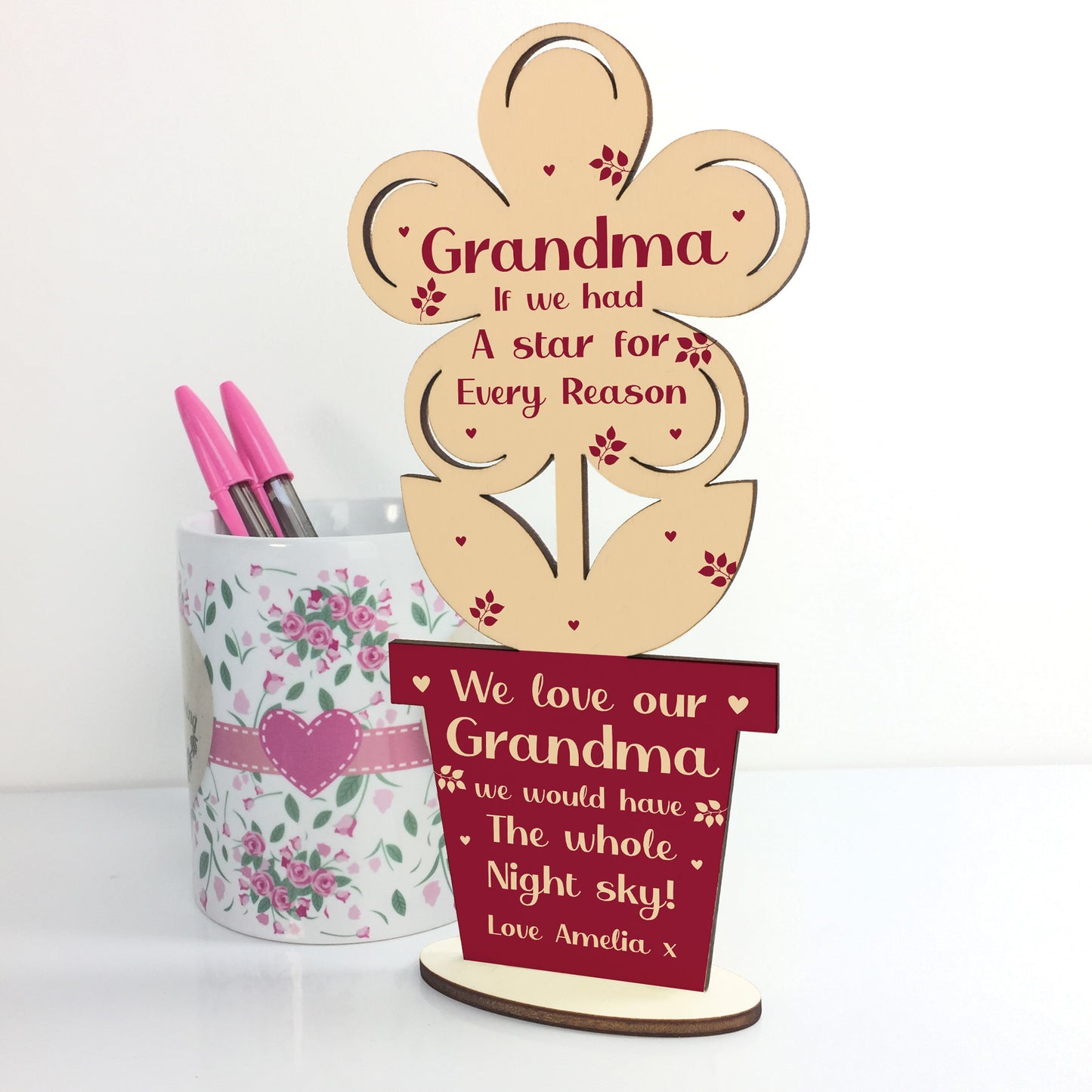 Special Gift For Grandma Birthday Mothers Day Wood Flower