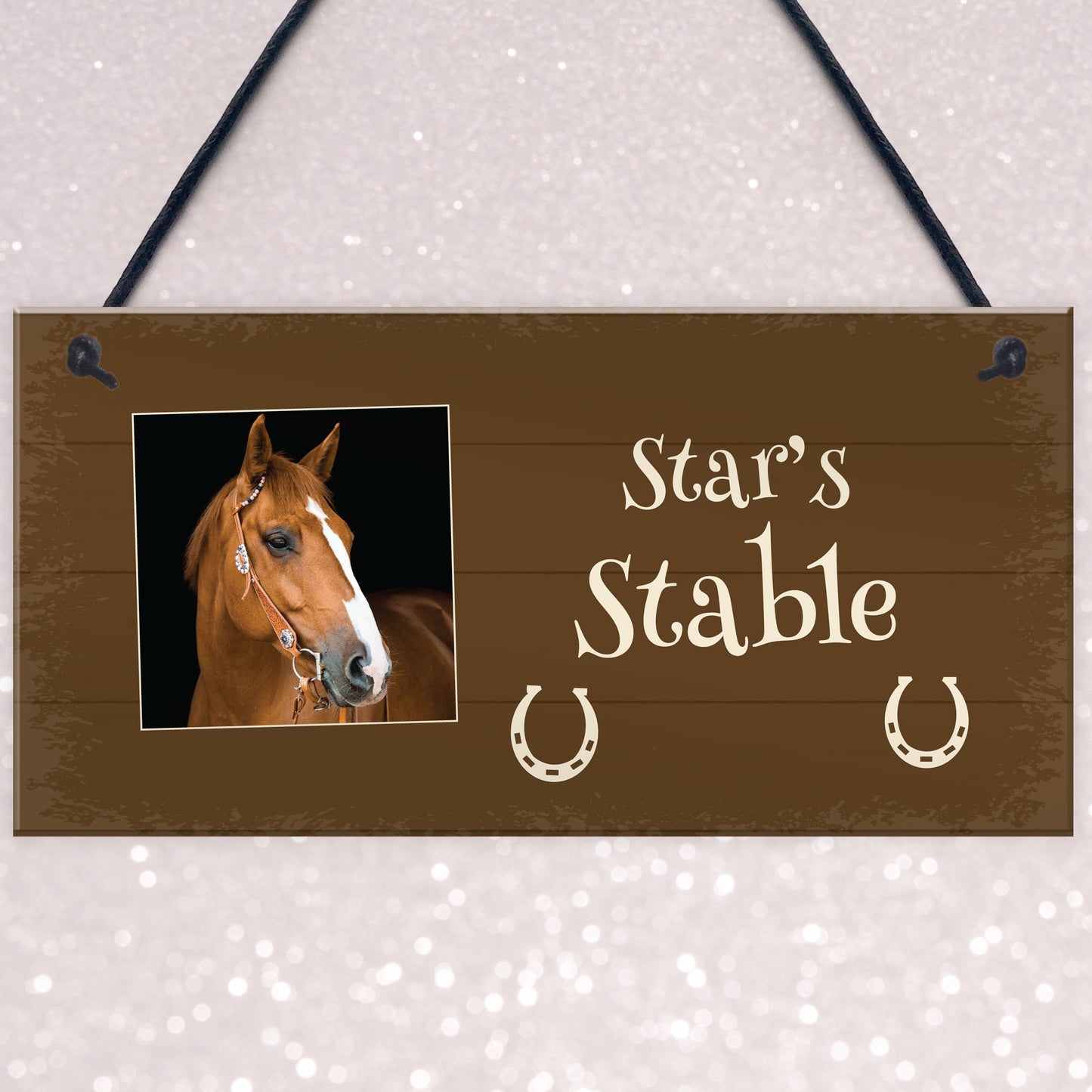 Personalised Photo Plaque For Horse Stables Hanging Door Sign