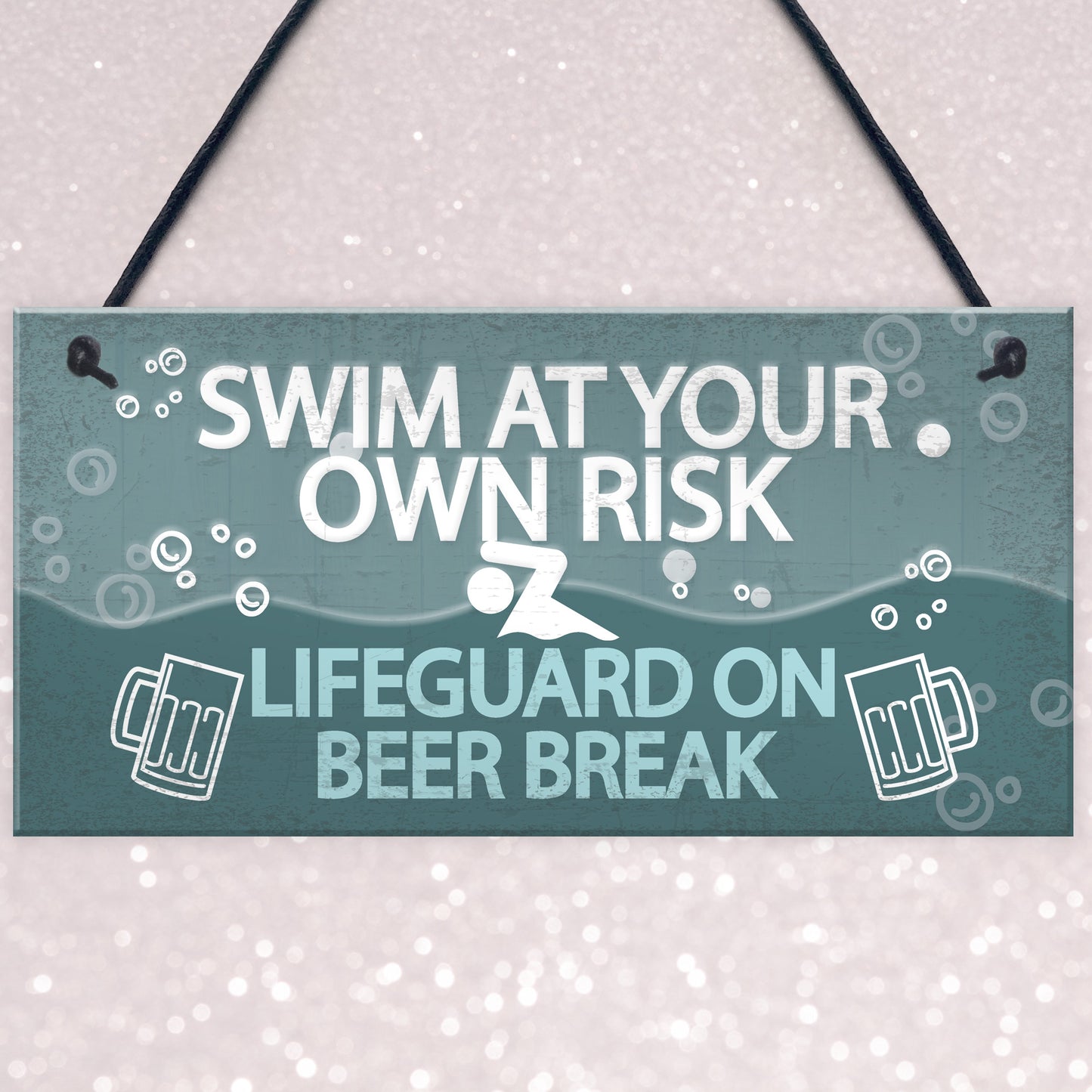 Funny Swim At Own Risk Hot Tub Pool Jacuzzi Garden Shed Plaque