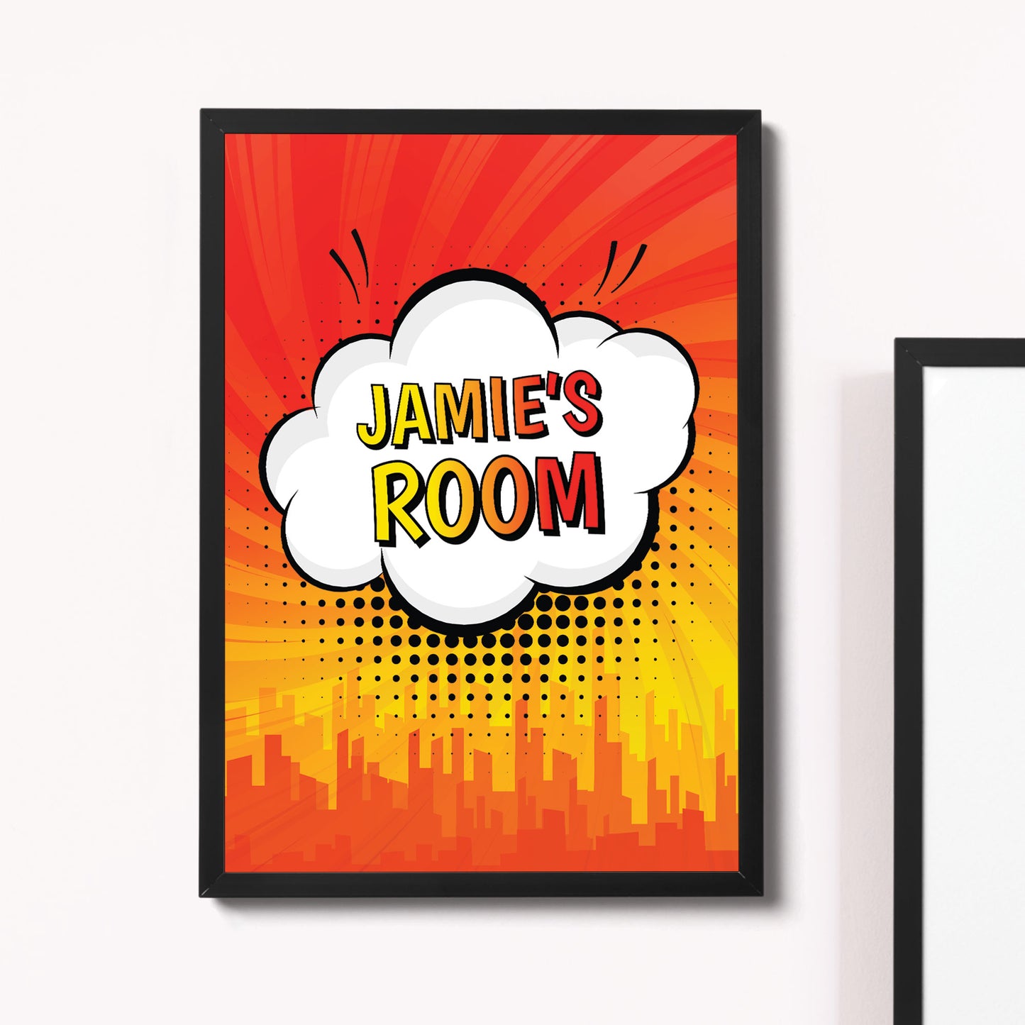 Personalised Superhero Wall Art Framed Picture Boys Bedroom Sign