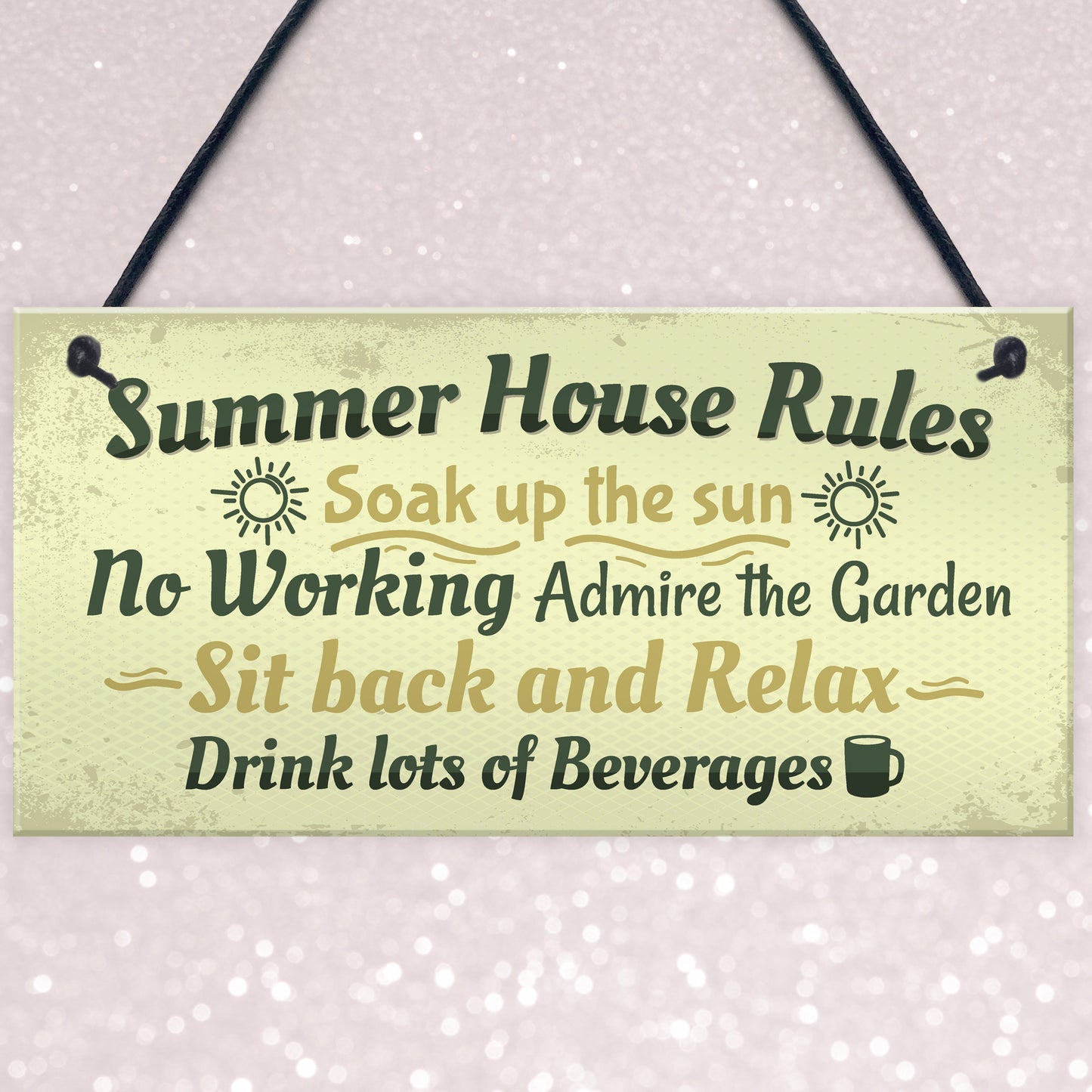 Summer House Rules Novelty Hanging Plaque Garden Shed Sign