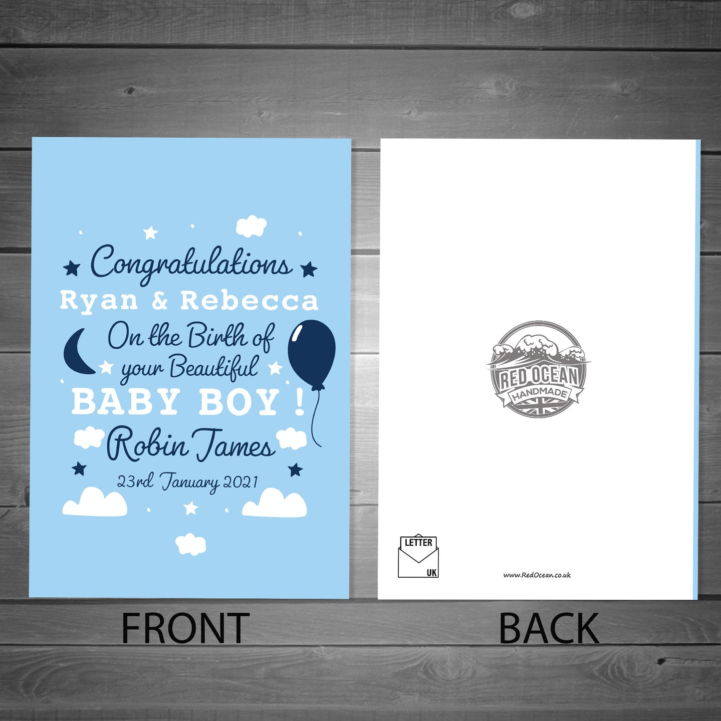 Personalised New Baby Boy Card Congratulations Parents Card