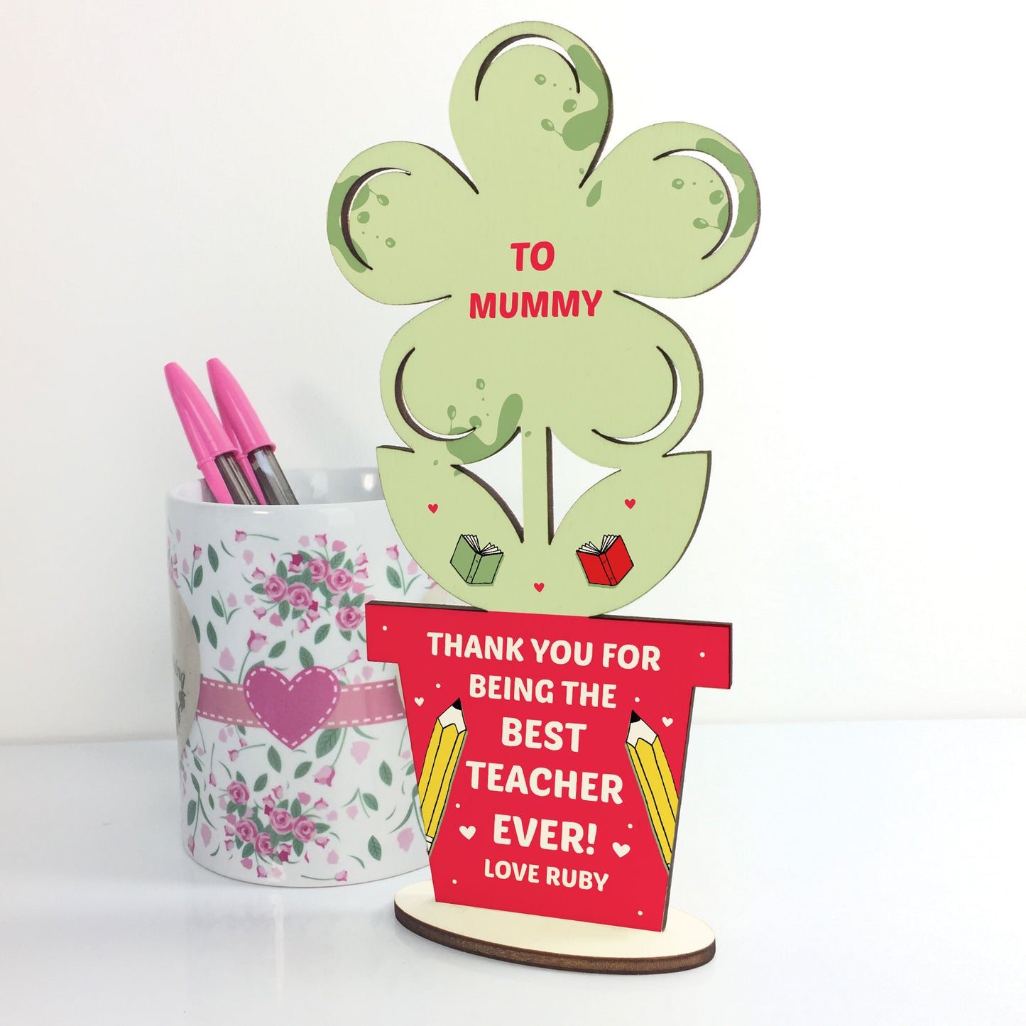 Personalised Teacher Gift For Mum Wooden Heart Thank You Gift