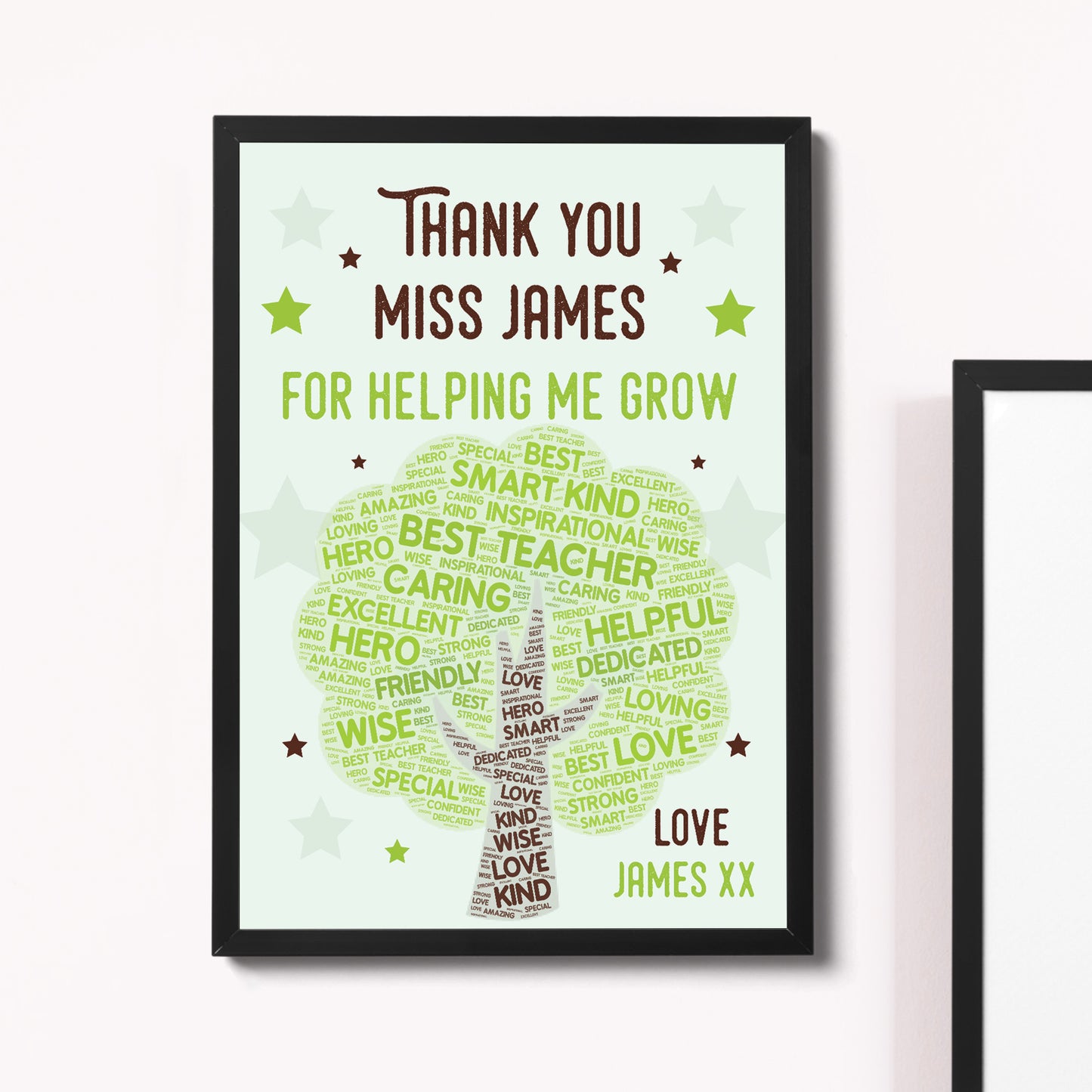 Thank You Teacher Gifts Personalised Framed Print Best Teacher