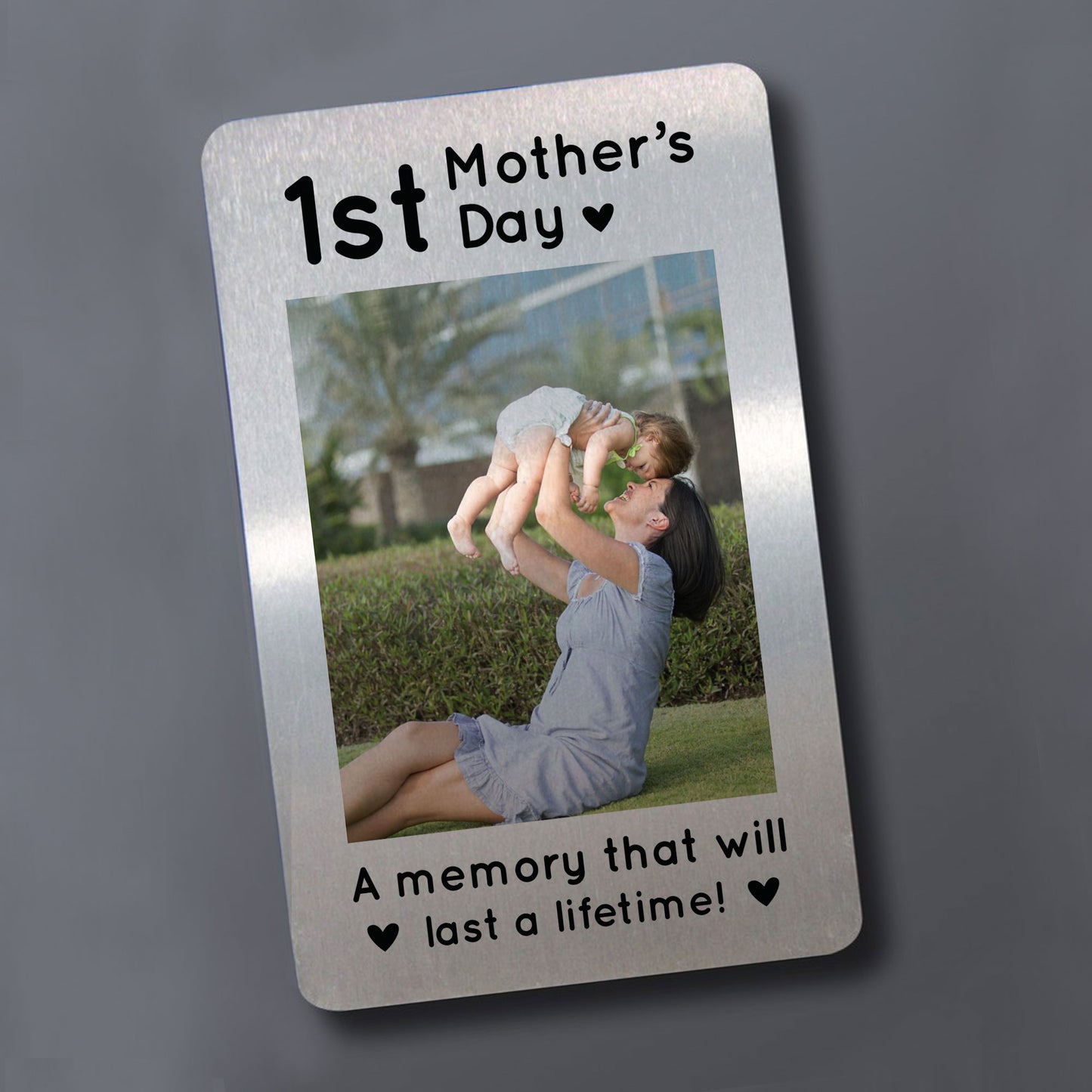 1st Mothers Day Gift Personalised Photo Metal Card Mum Gift