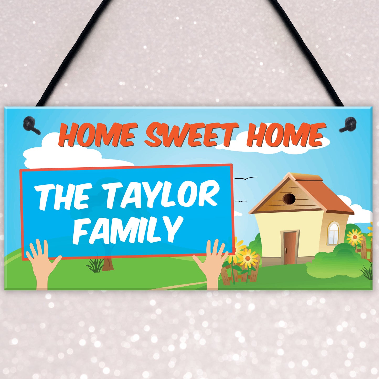 Personalised Family Name Home Sweet Home Hanging Plaque Sign