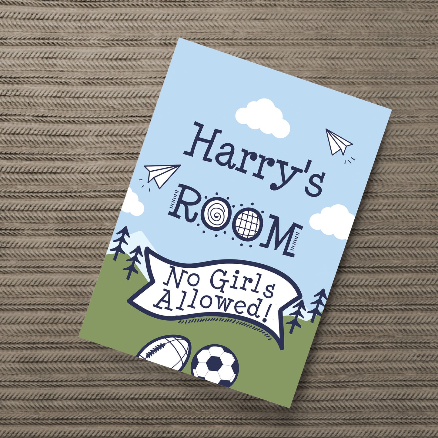 PERSONALISED Boys Bedroom Wall Art Football Room Decoration