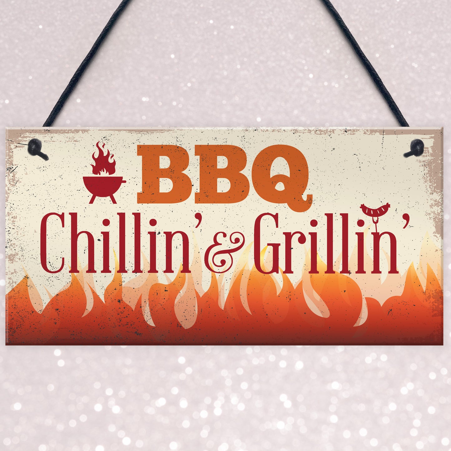 BBQ Chillin & Grillin Barbecue Outdoor Garden Plaque Bar Sign