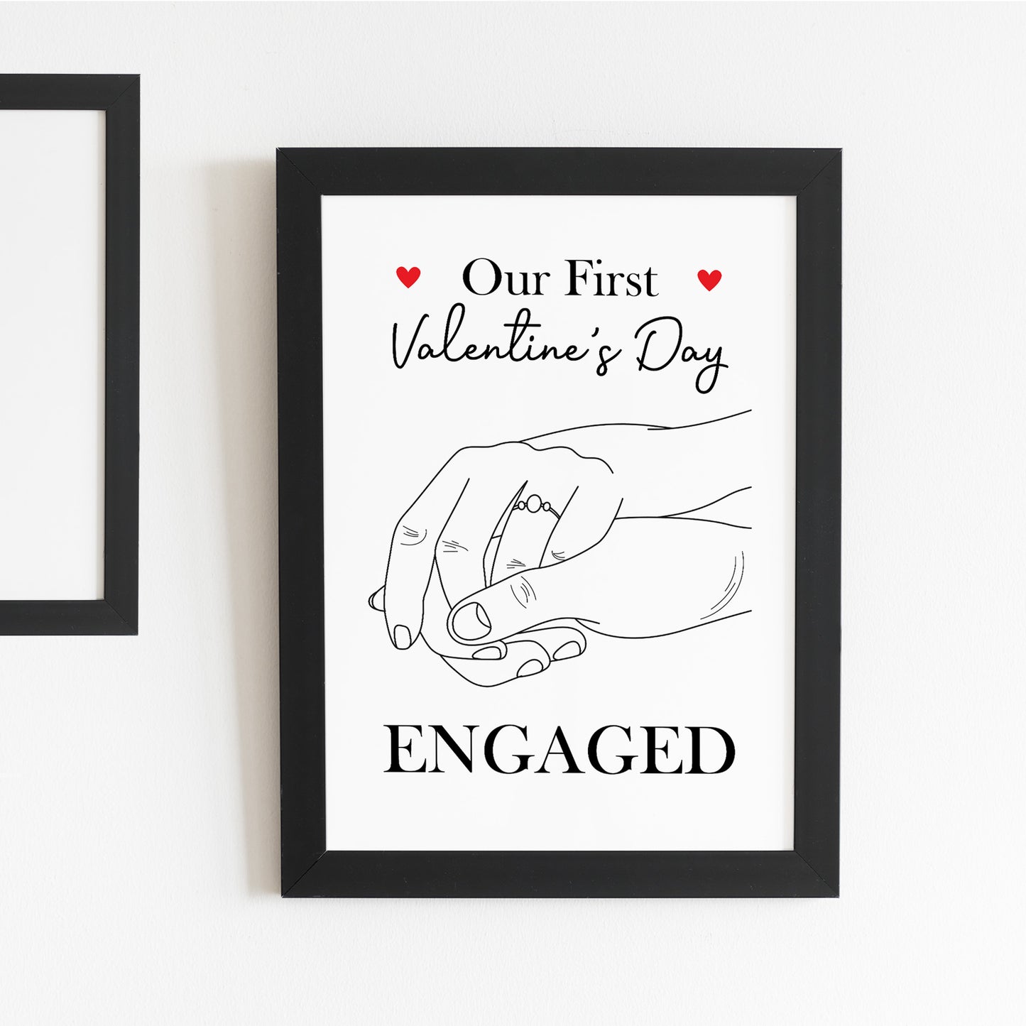 1st First Valentines Day Engaged Framed Print Gift For Couple