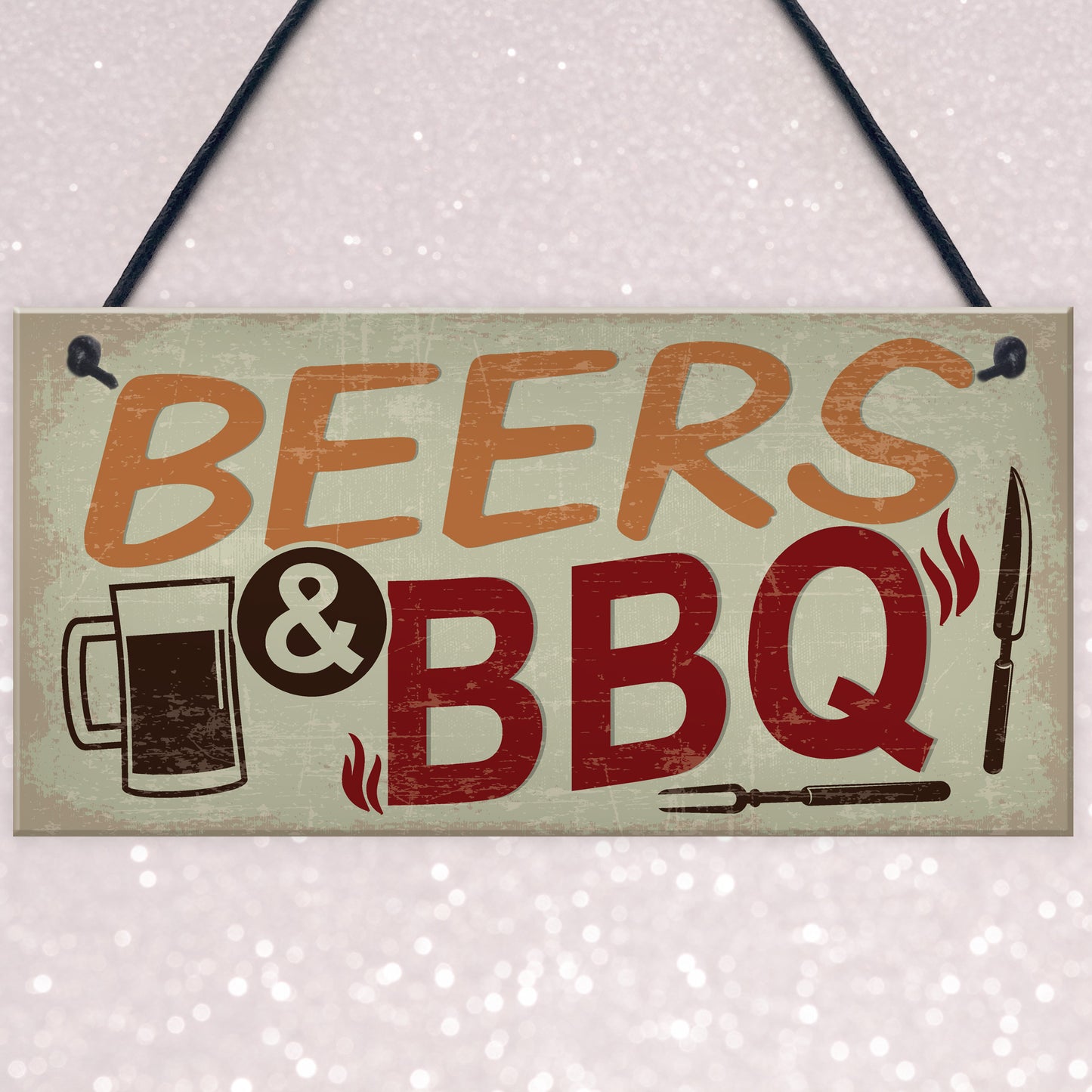 BEERS BBQ Novelty Hanging Garden Sign Barbeque Shed Plaques