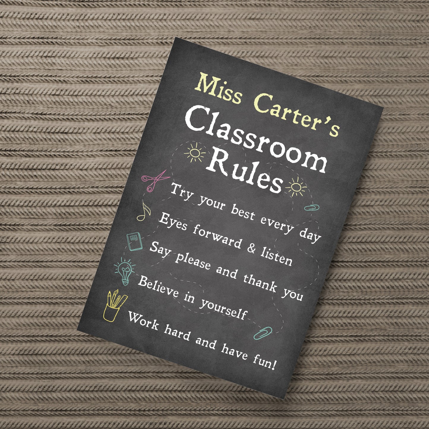 Classroom Rules Sign For Teacher Gift Personalised Wall Sign