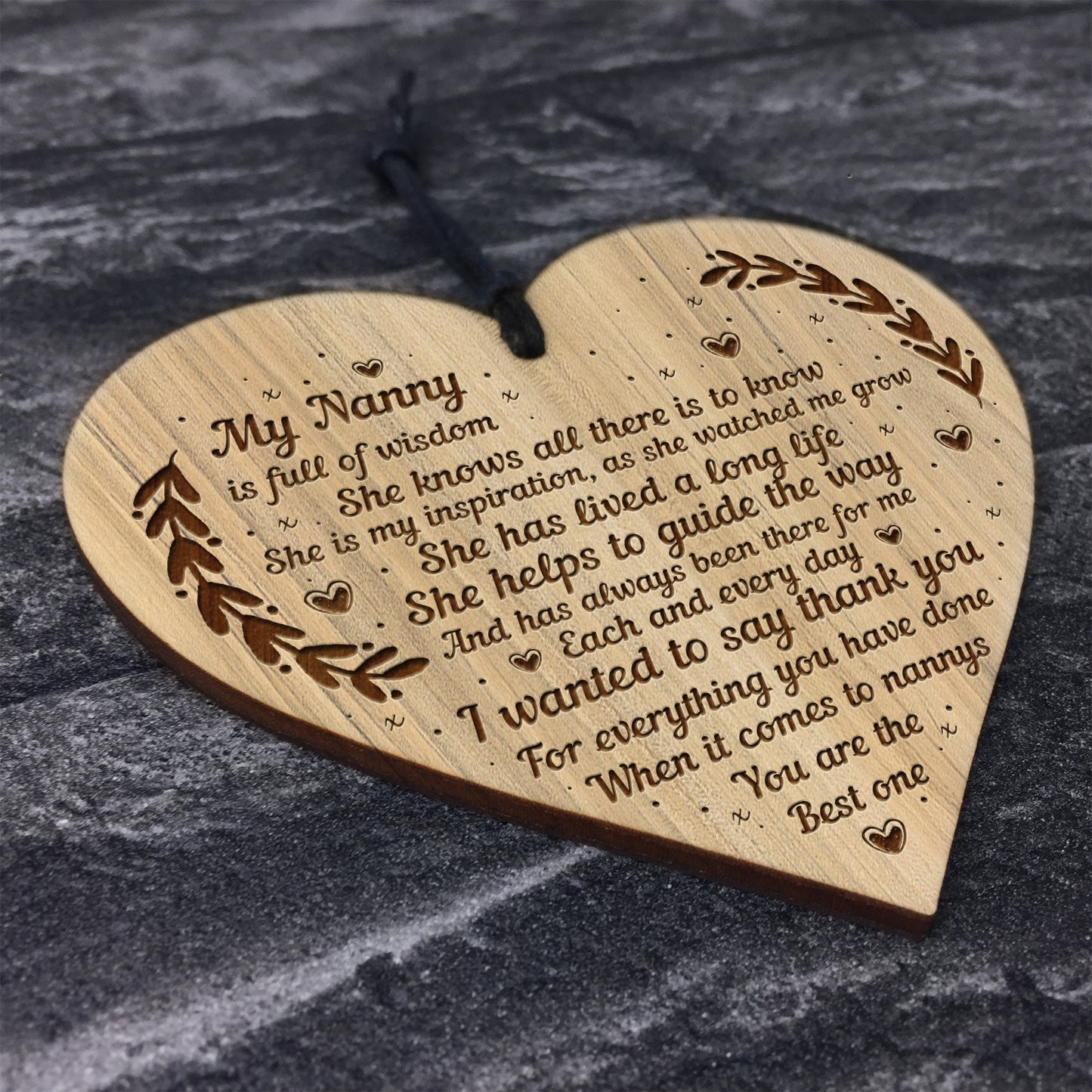 ANNY GIFT Engraved Wood Heart Nanny Birthday Christmas Thank You