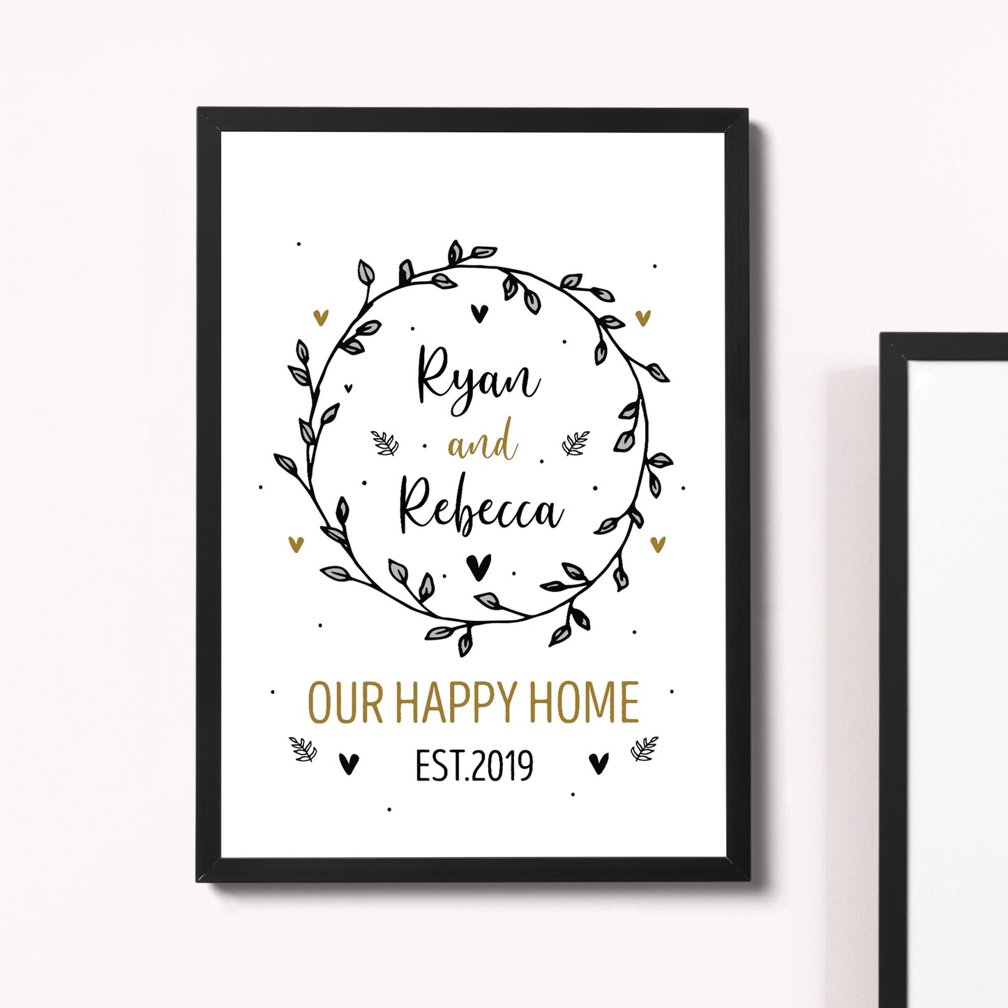 Happy Home Framed Print Personalised New Home 1st Home Gift