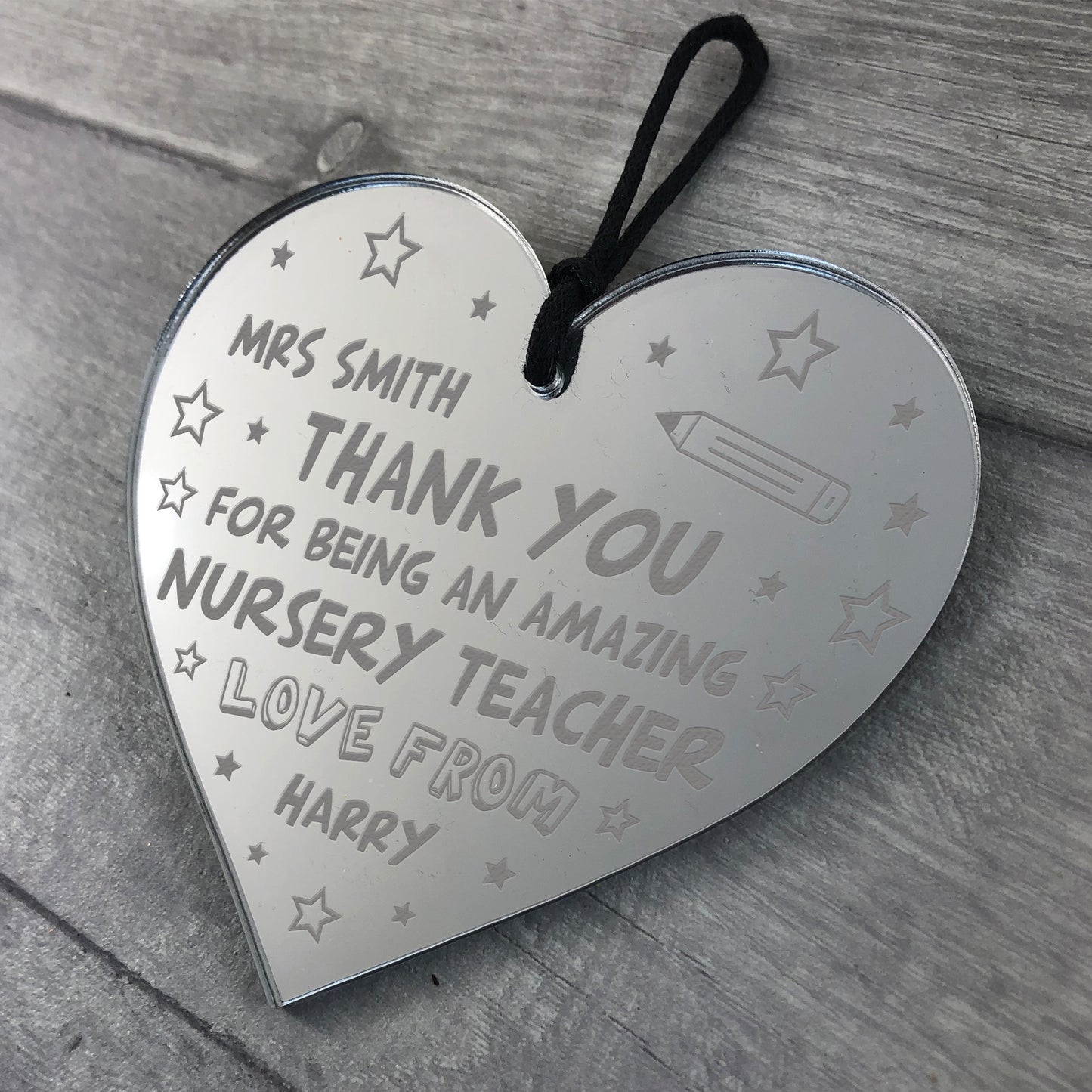 Personalised Nursery Teacher Gift Acrylic Heart Thank You Gift