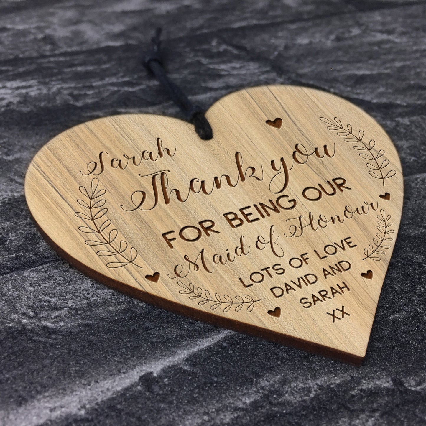 Personalised Maid Of Honour Gifts Engraved Heart Thank You Gift