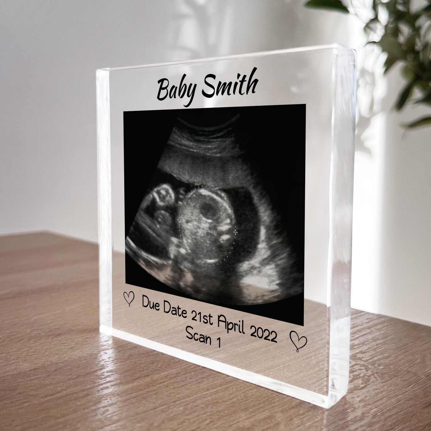 Personalised Baby Scan Acrylic Block Baby Announcement Gift