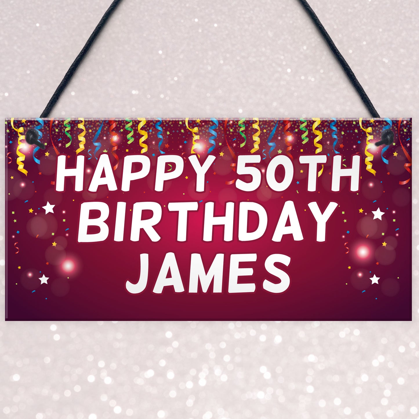 Happy Birthday Banner PERSONALISED Plaque Party Decoration