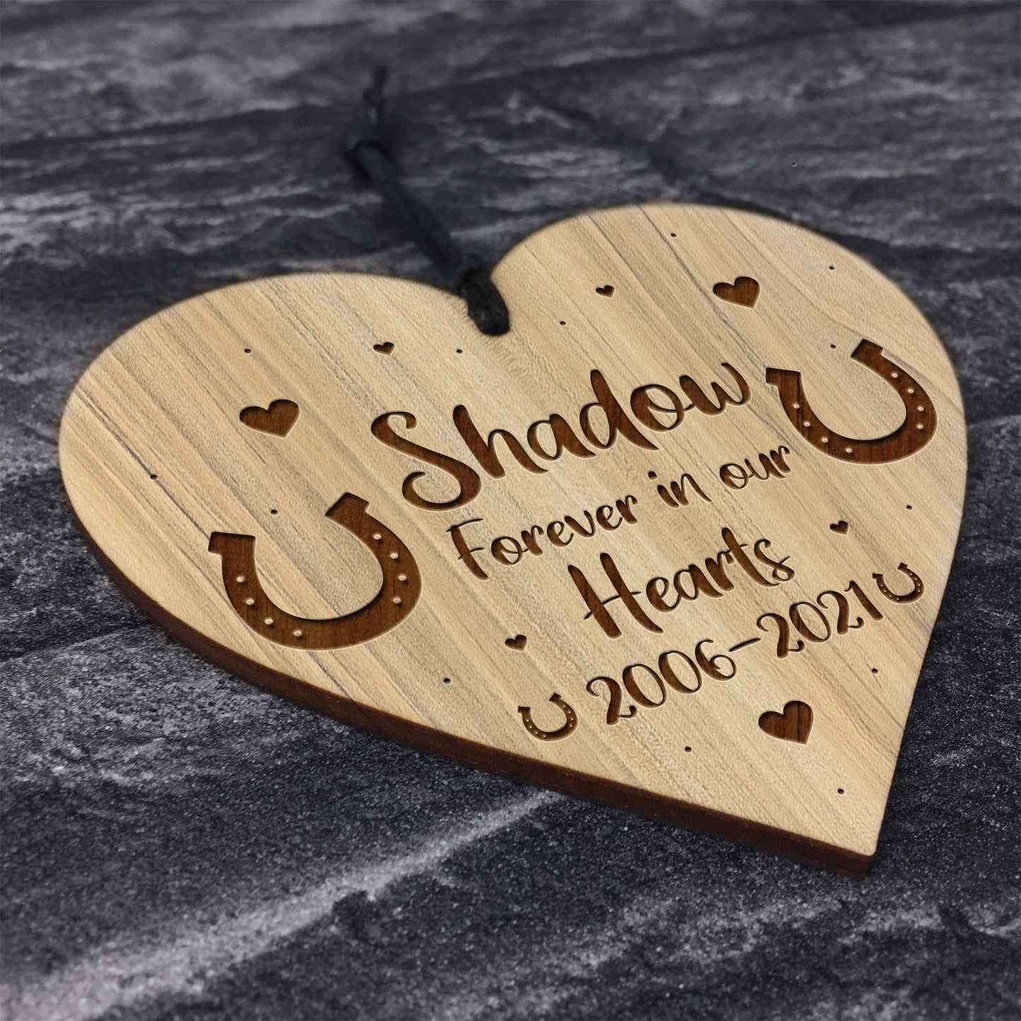 Personalised Memorial Plaque For Horse Pony Engraved Wood Heart