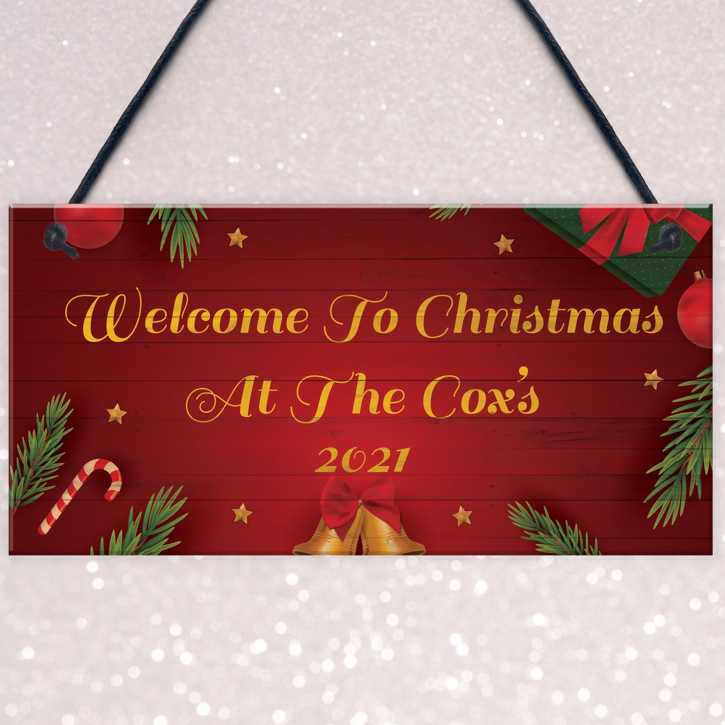 Welcome To Christmas At The Family Sign Personalised Decoration