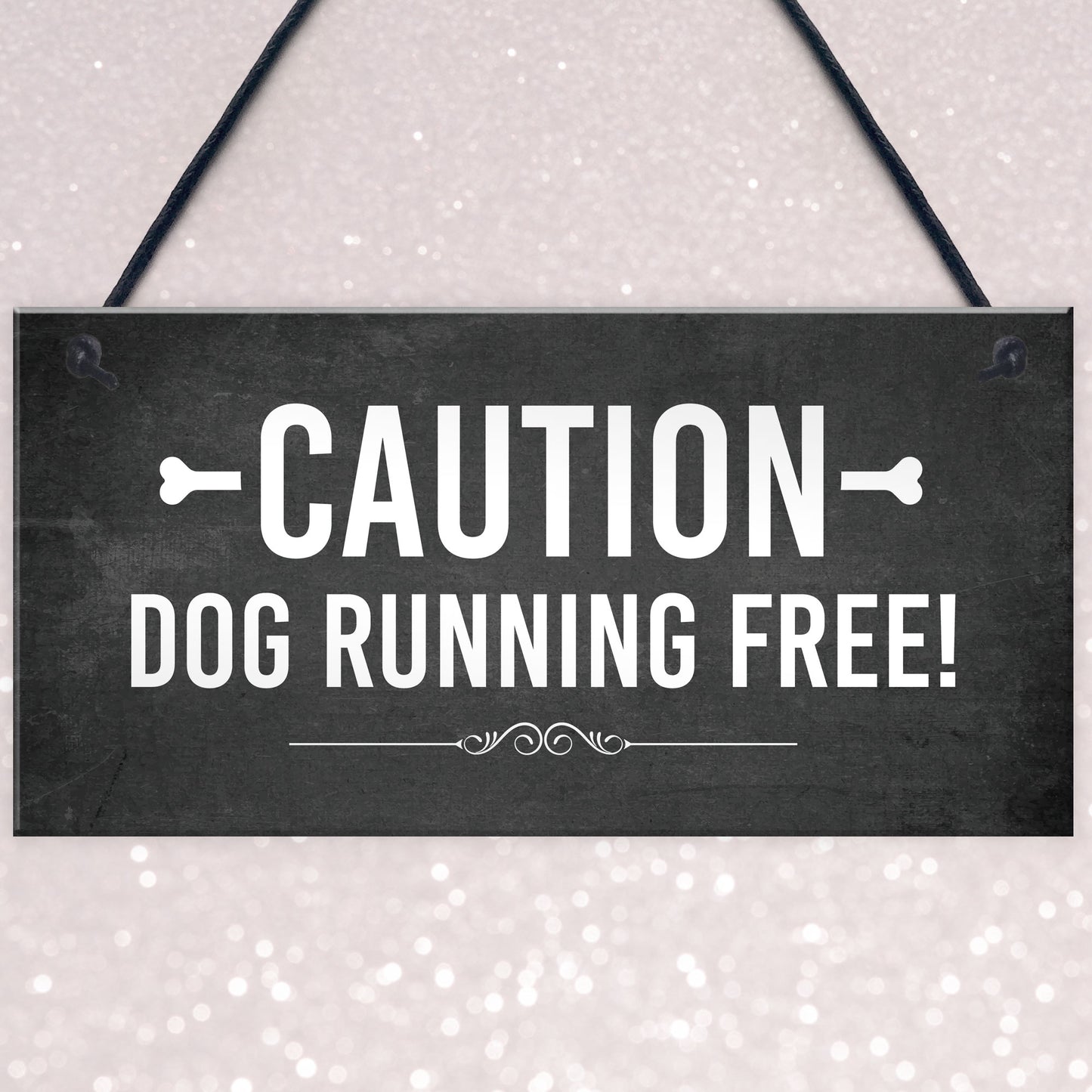 CAUTION Dog Running Free Sign Gate Sign Fence Sign Garden Plaque