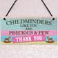 Thank You Childminder BabySitter Gift Hanging Plaque