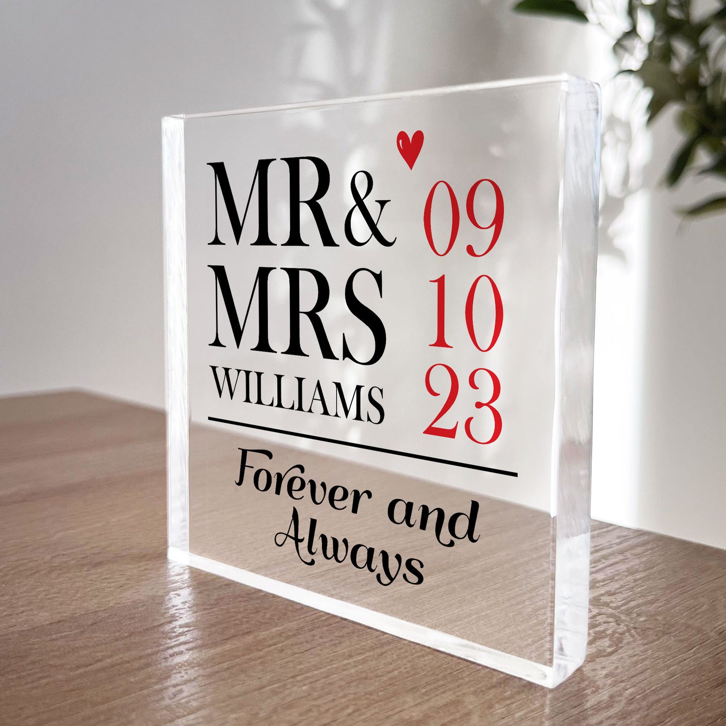 Wedding Day Gifts Personalised Mr And Mrs Gift Acrylic Block