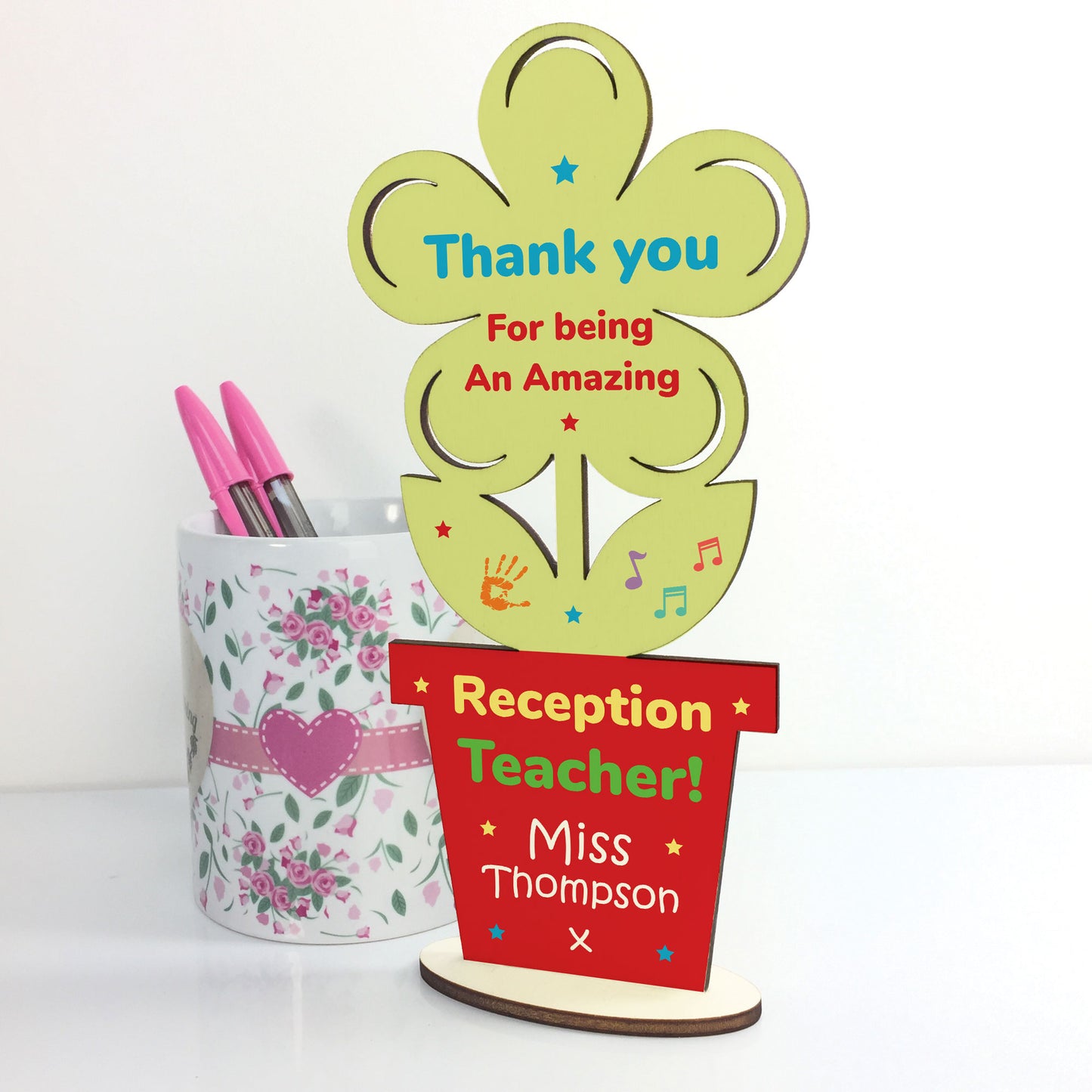 Reception Teacher Gift Thank You Gift Personalised Wood Flower