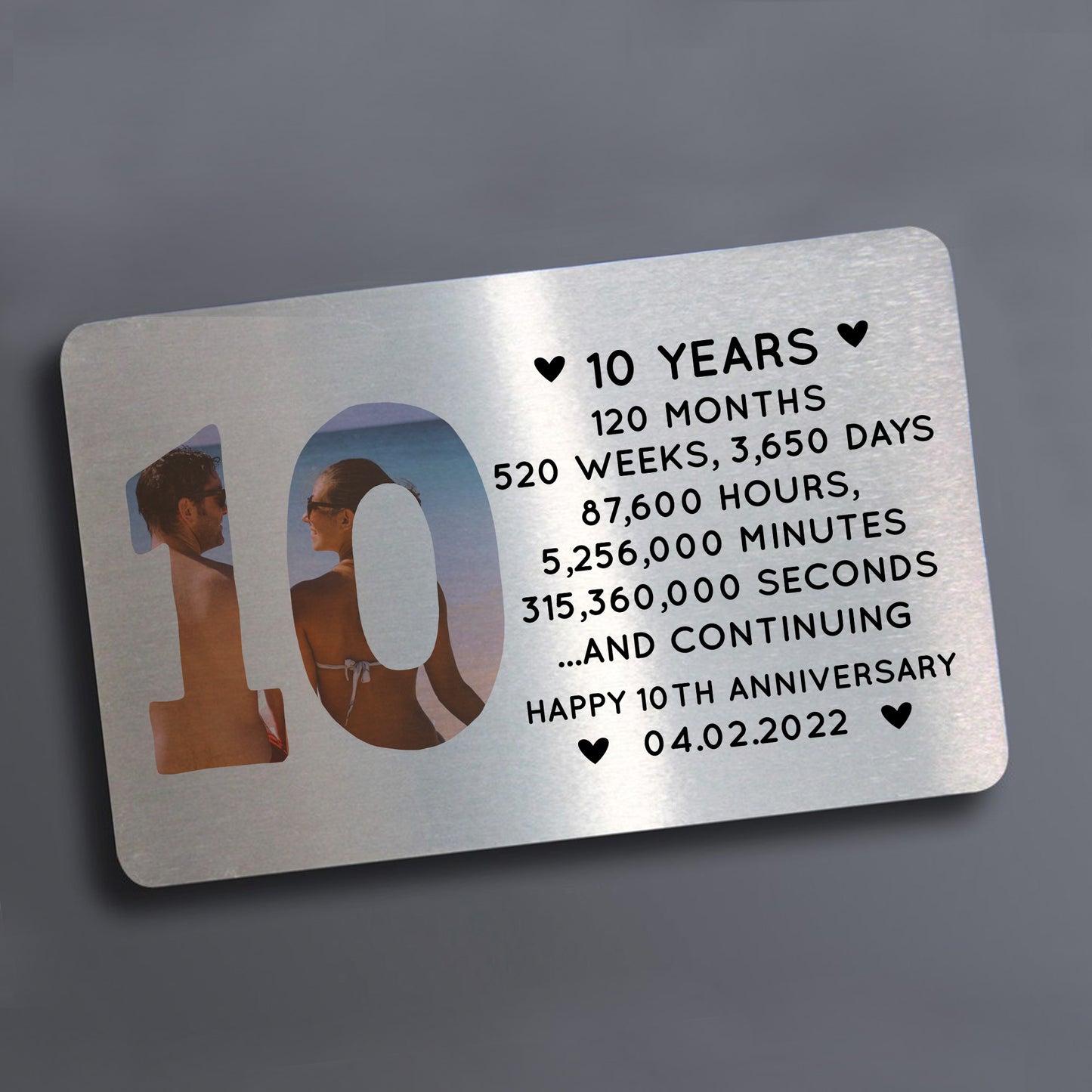 10th Anniversary Gift Personalised Card Gift For Husband Wife