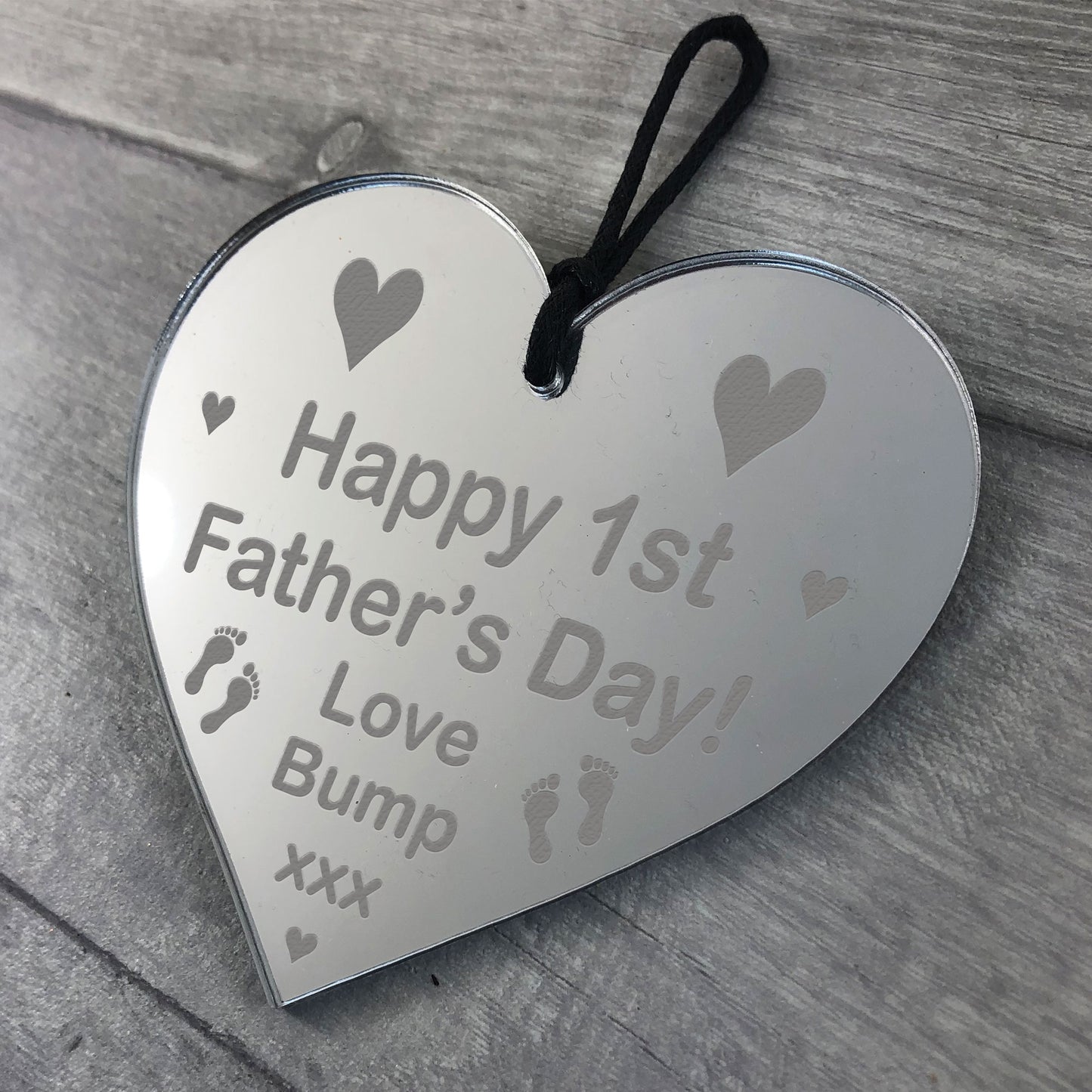 Novelty 1st Fathers Day Gift Engraved Heart New Dad Daddy Gift