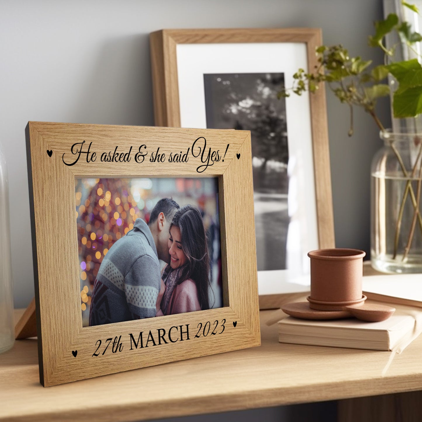 Personalised He Asked She Said Yes Engagement Gift Photo Frame