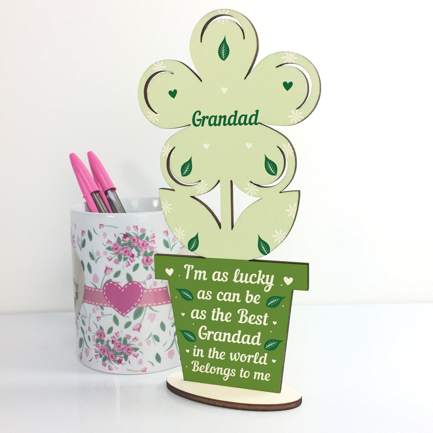 Grandad Birthday Christmas Gift Wood Flower Fathers Day Gift