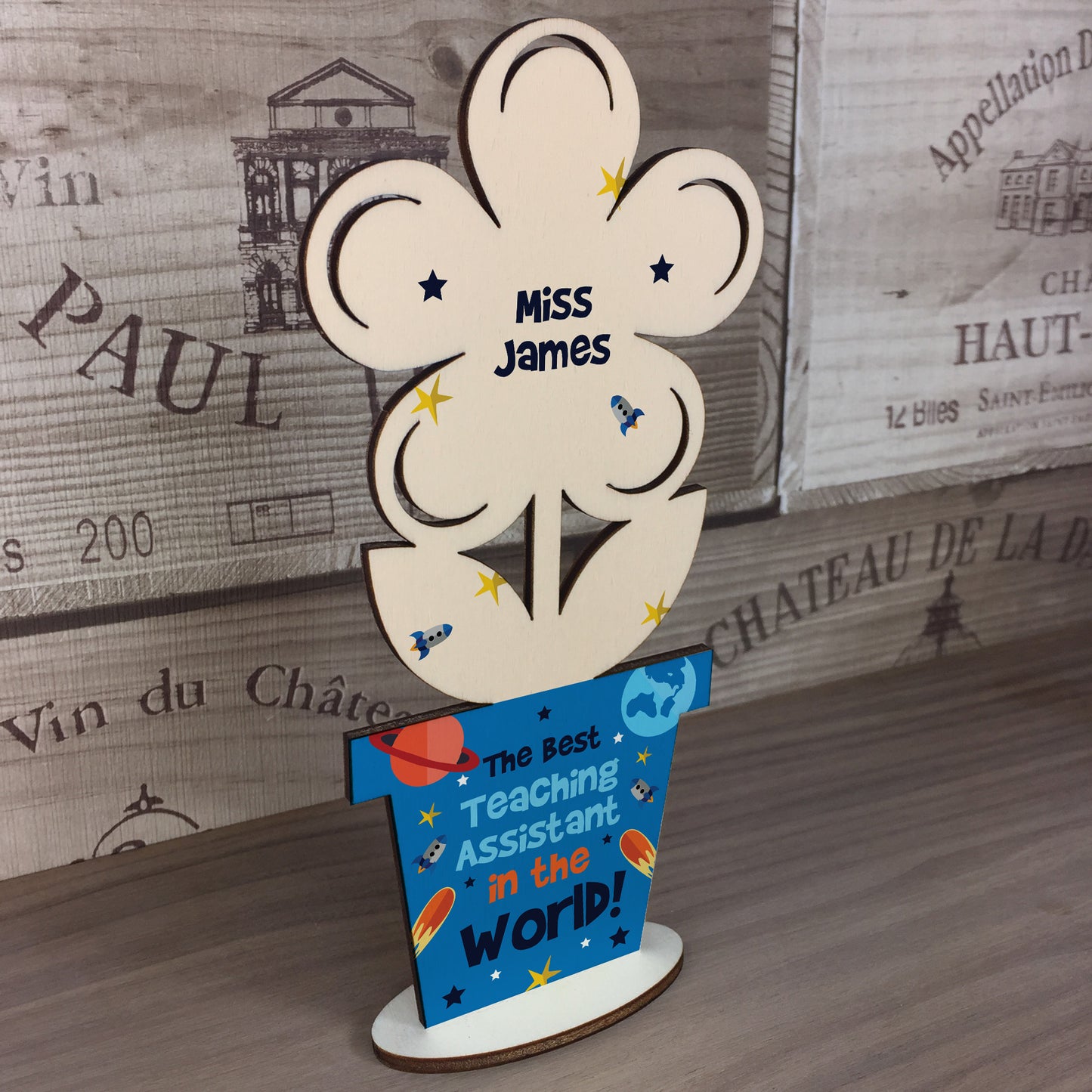 Personalised Best Teaching Assistant In The World Wood Flower