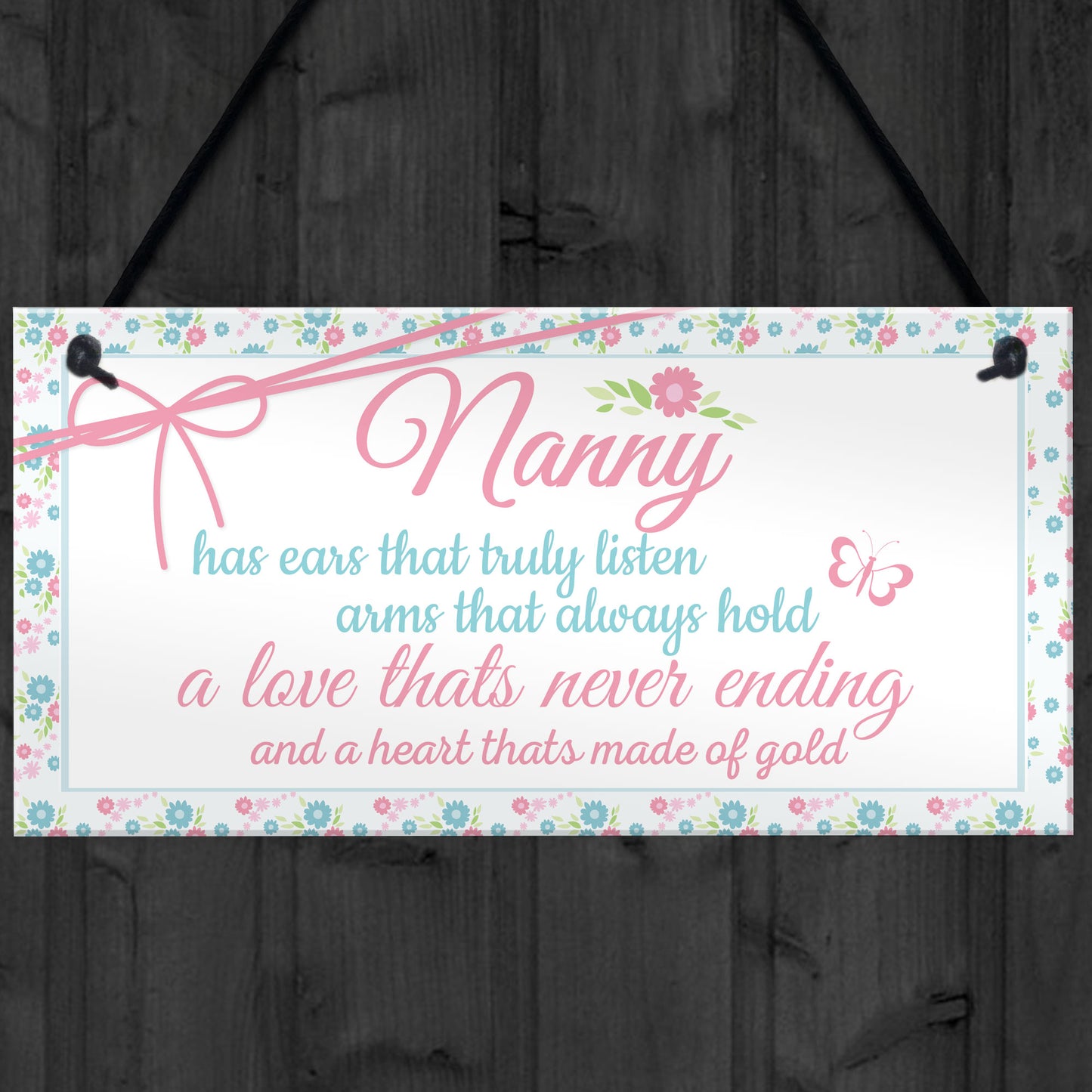 Nanny Heart Of Gold Birthday Gift Sign Cute Nan Nanny Keepsake