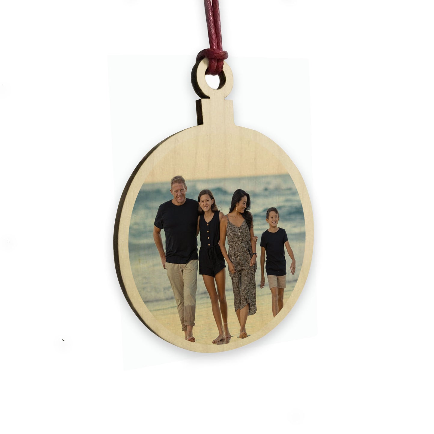 Personalised Custom Photo Wooden Bauble Tree Decoration Family