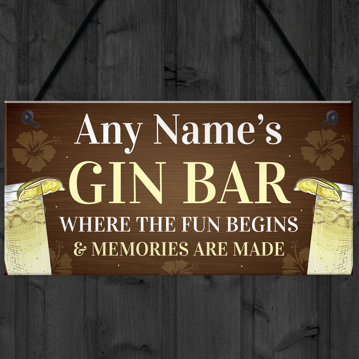 Funny Best Friend Gift Personalised Gin Sign For Bar Kitchen