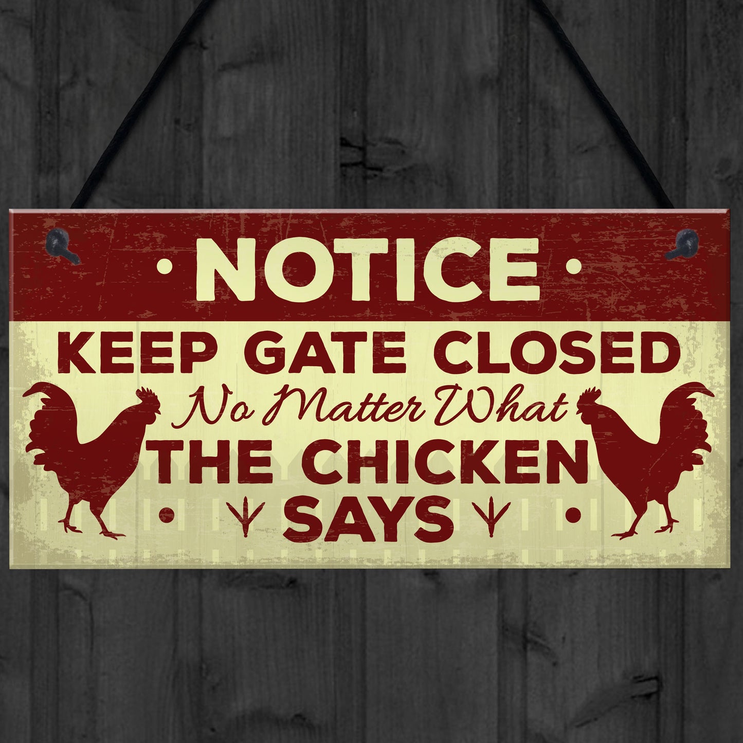 Chicken Gifts Hanging Warning Sign For Gate Garden Chicken Coop