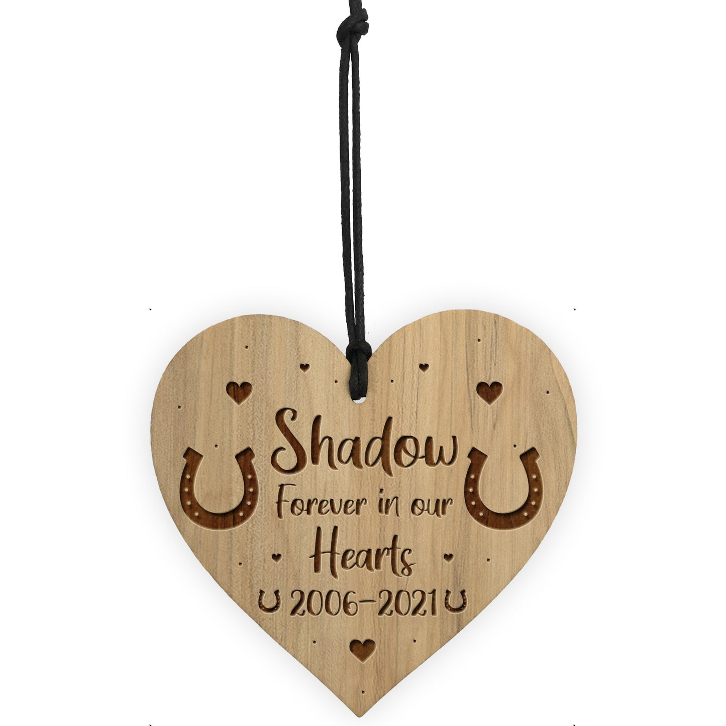 Personalised Memorial Plaque For Horse Pony Engraved Wood Heart