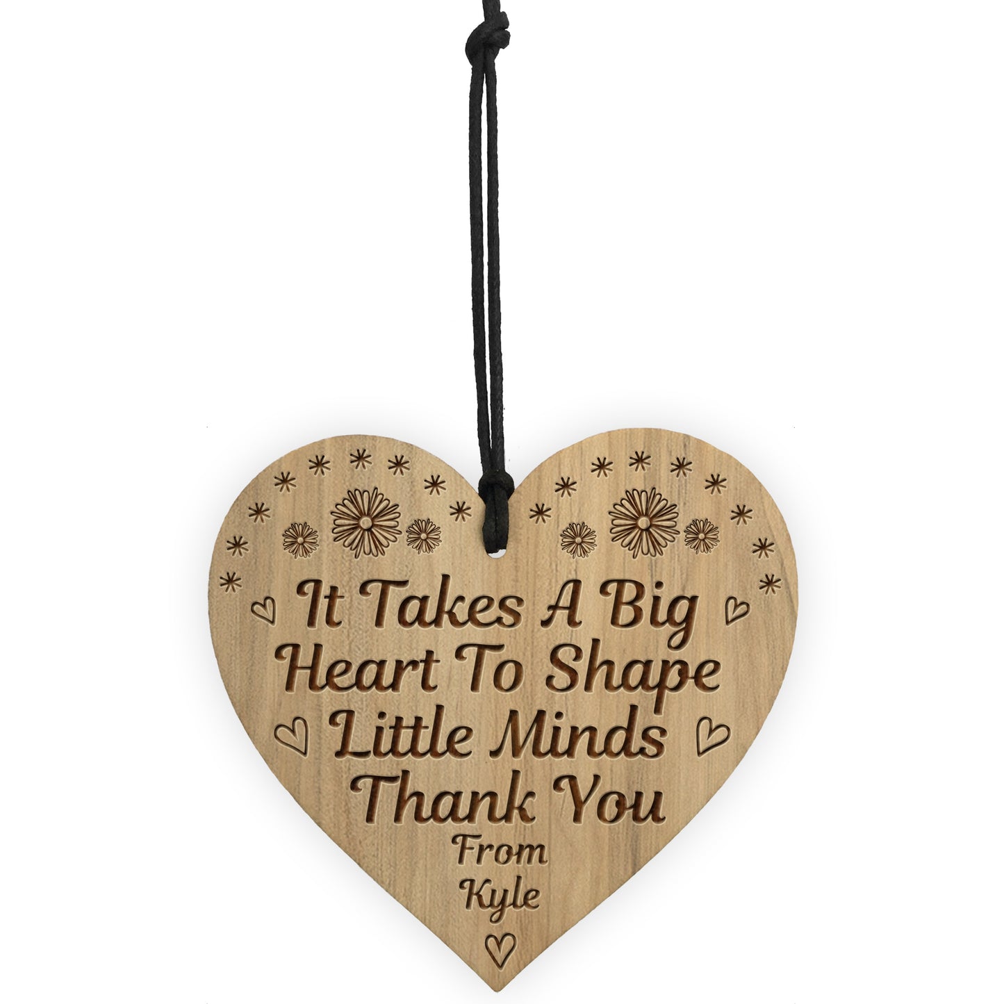 Personalised Teacher Gift Wood Engraved Heart Novelty Thank You