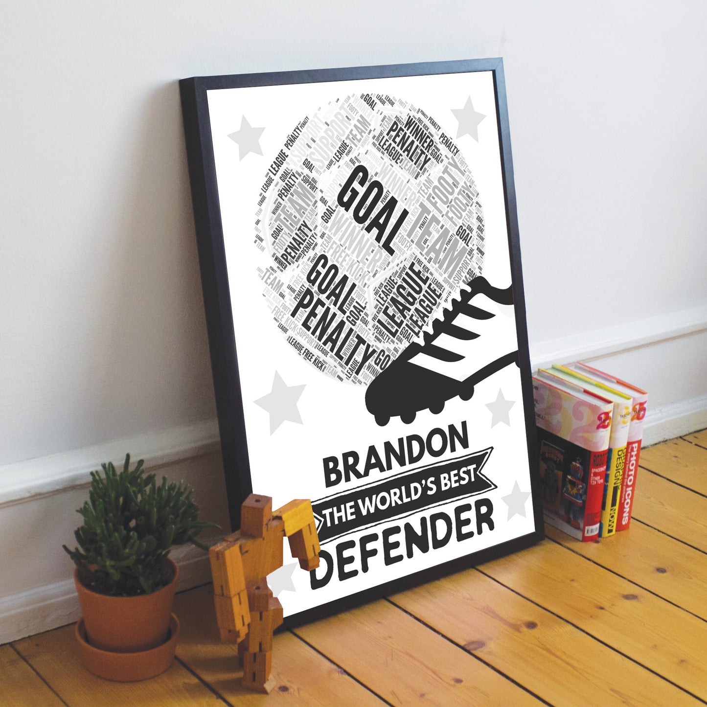 Personalised Football Word Art Print Footballer Football Team