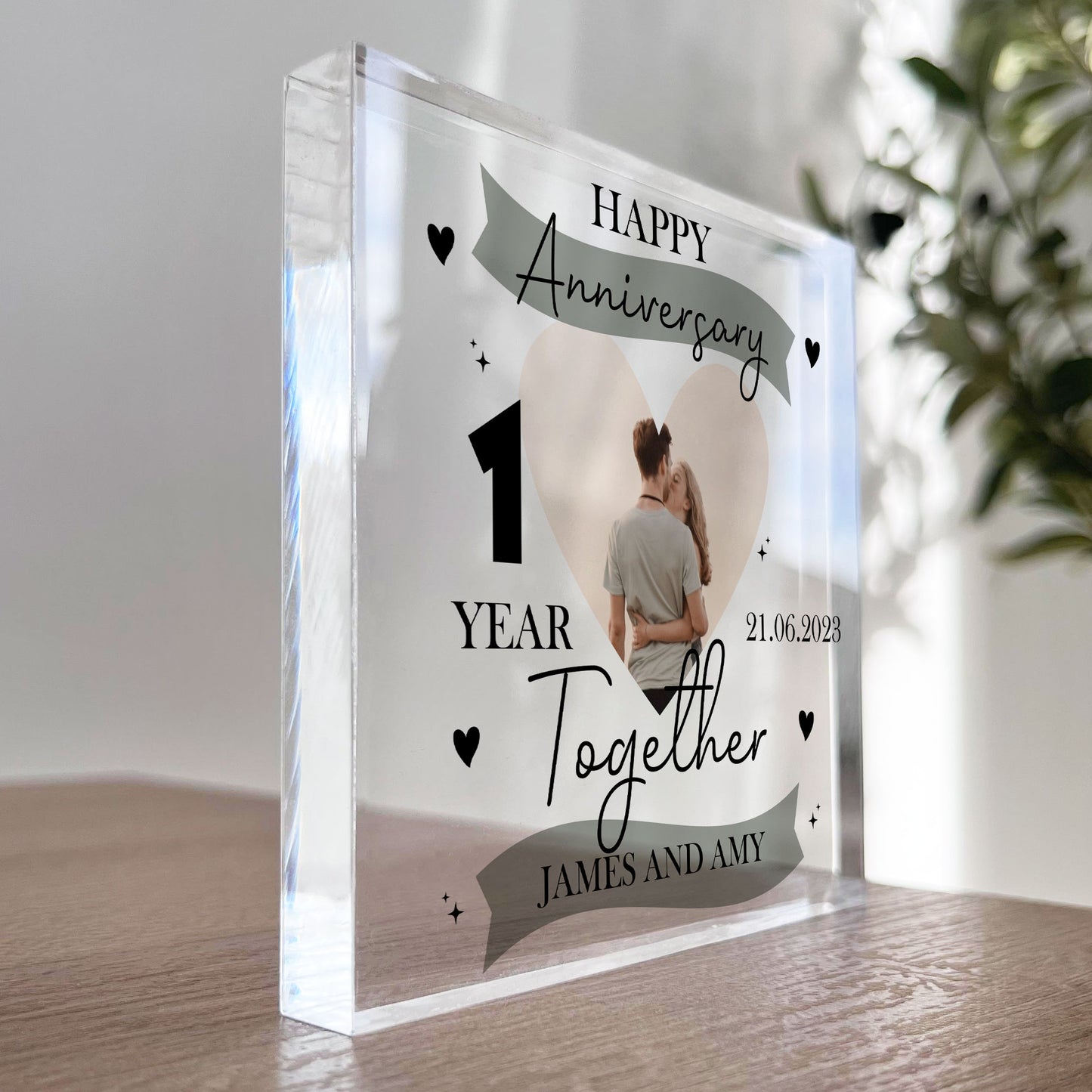 1st Anniversary Gift Personalised Photo Block Boyfriend