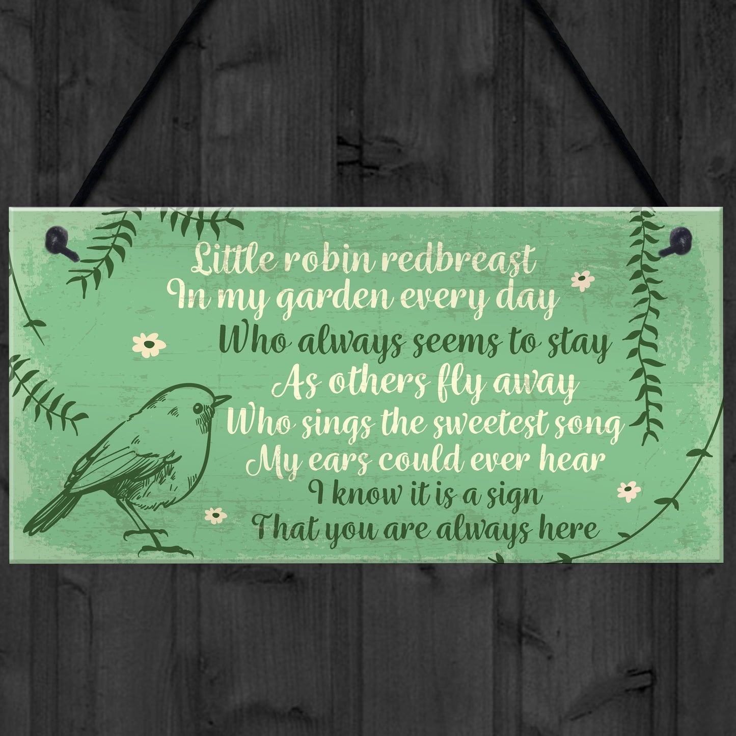 Robin Redbreast Memorial Bereavement Plaque Garden Grave Sign