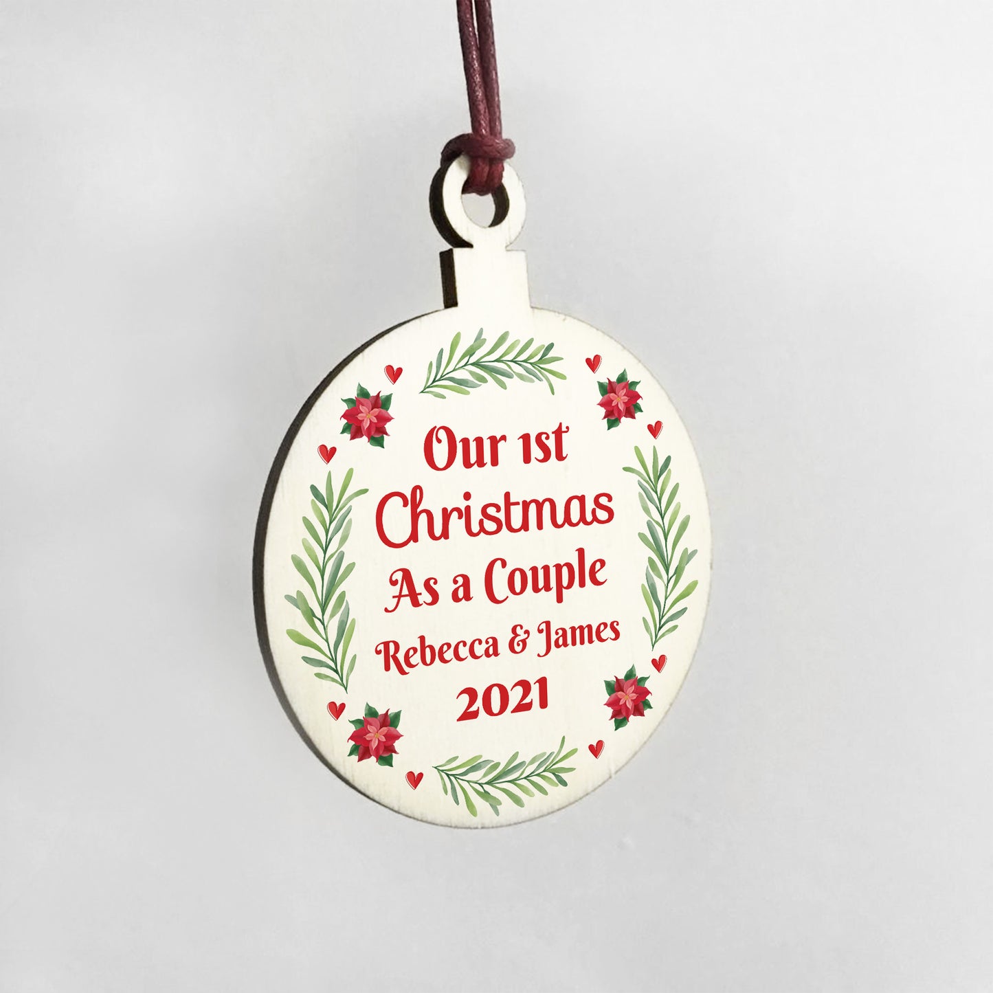 1st Christmas As A Couple Hanging Bauble Decoration Personalised