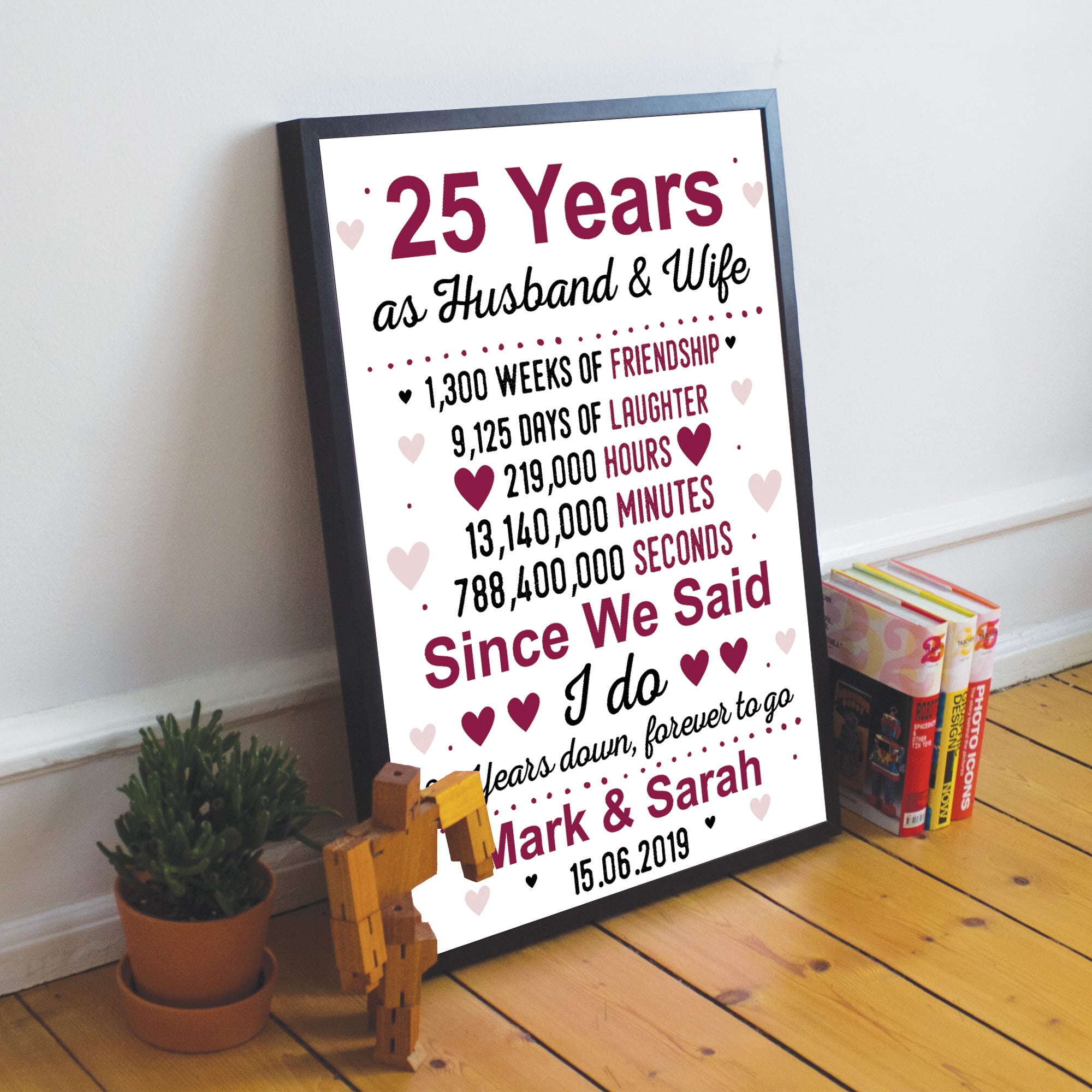 Personalized 25th Anniversary Gift for Husband & Wife, Custom 25 or ANY  YEAR Wedding Anniversary PRINT, 25th Silver Anniversary Party Sign - Etsy