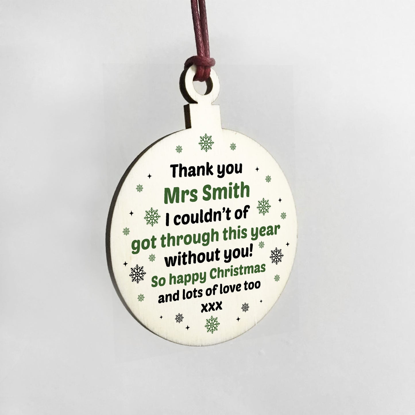 Personalised Christmas Thank You Gift For Teacher Assistant Wood