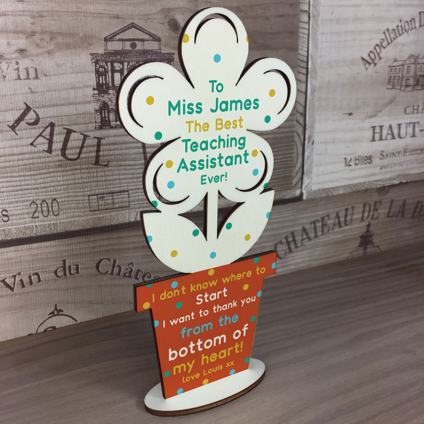 Teacher Gifts Personalised Flower BEST TEACHING ASSISTANT