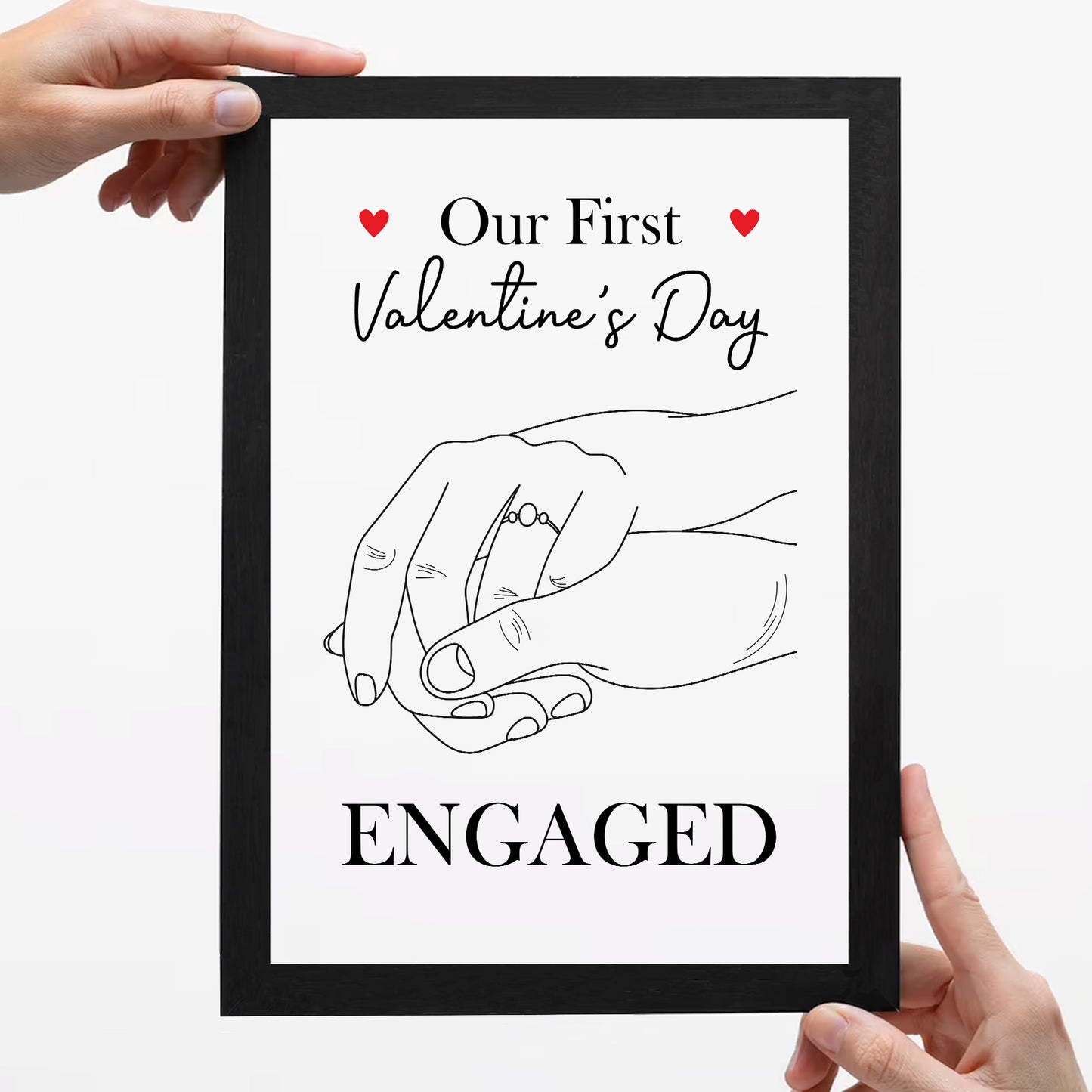 1st First Valentines Day Engaged Framed Print Gift For Couple