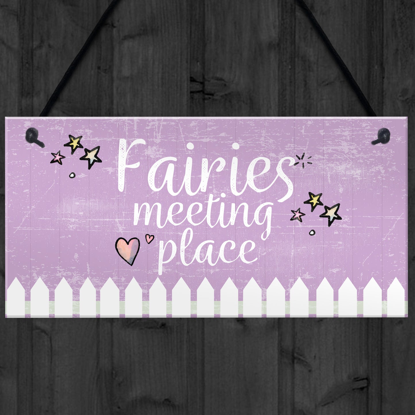 Garden Sign Fairies Meeting Place Hanging Shed SummerHouse