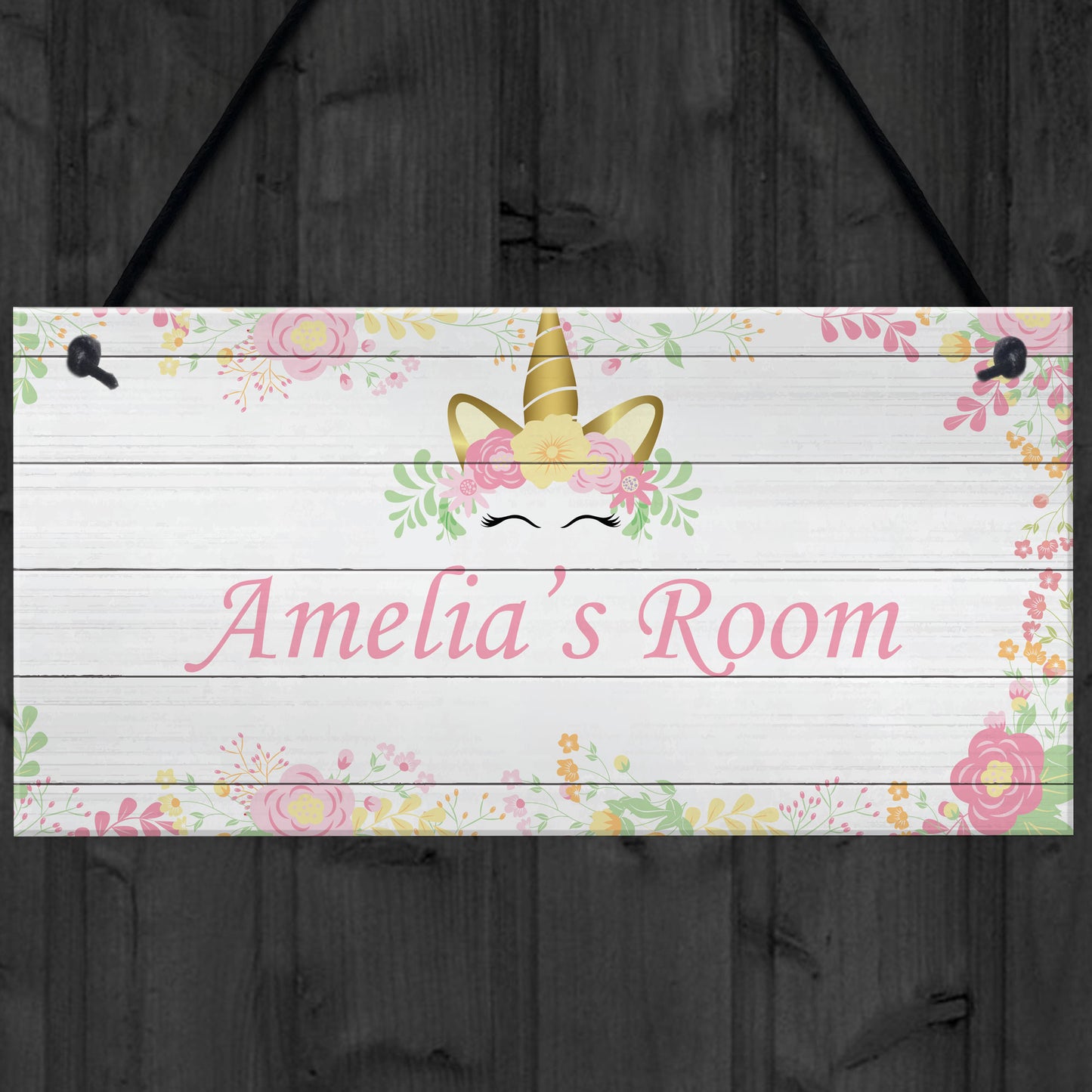 Pretty Unicorn Sign For Girls Bedroom Nursery PERSONALISED